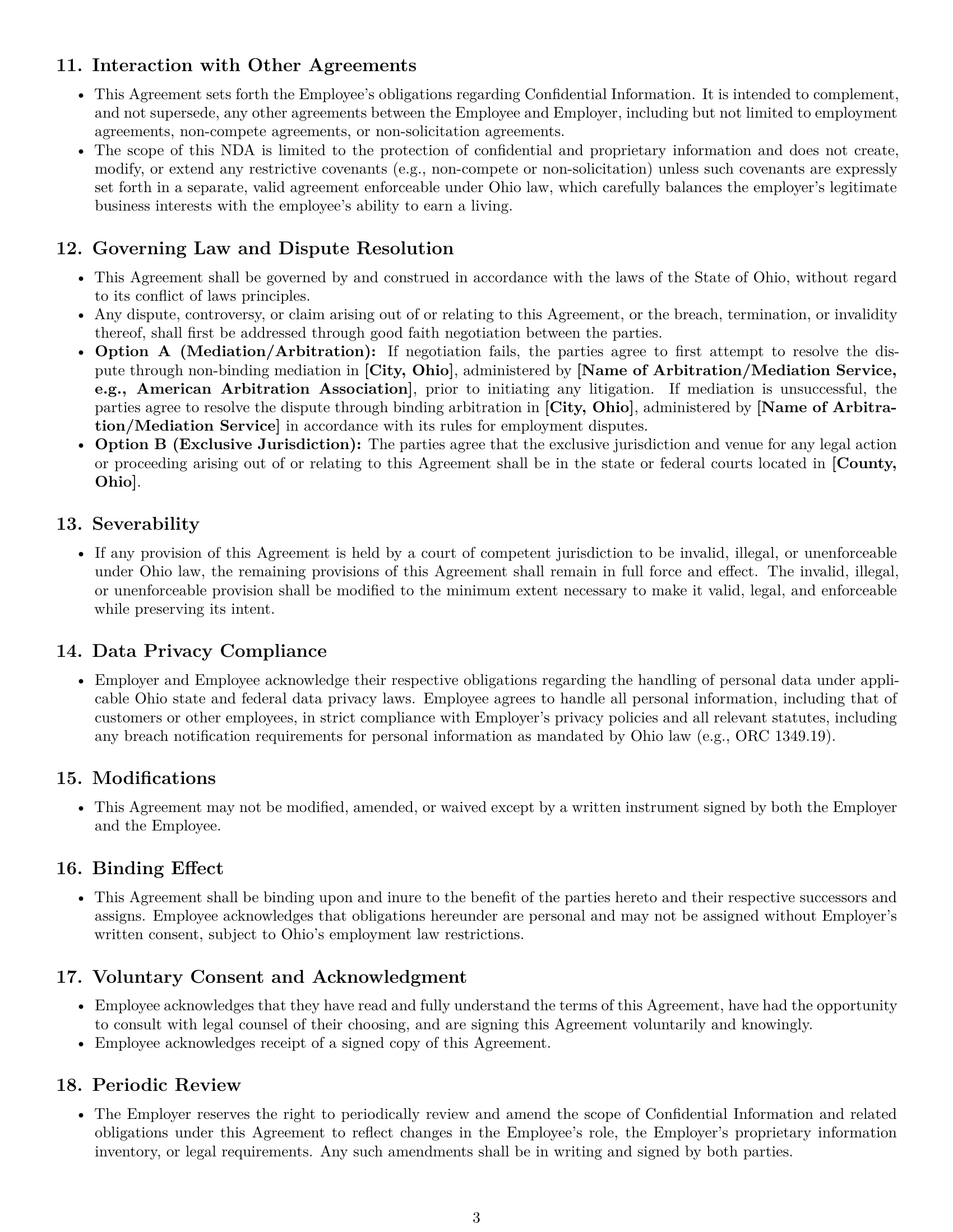 Preview page 3 of Pro Ohio employee nda template