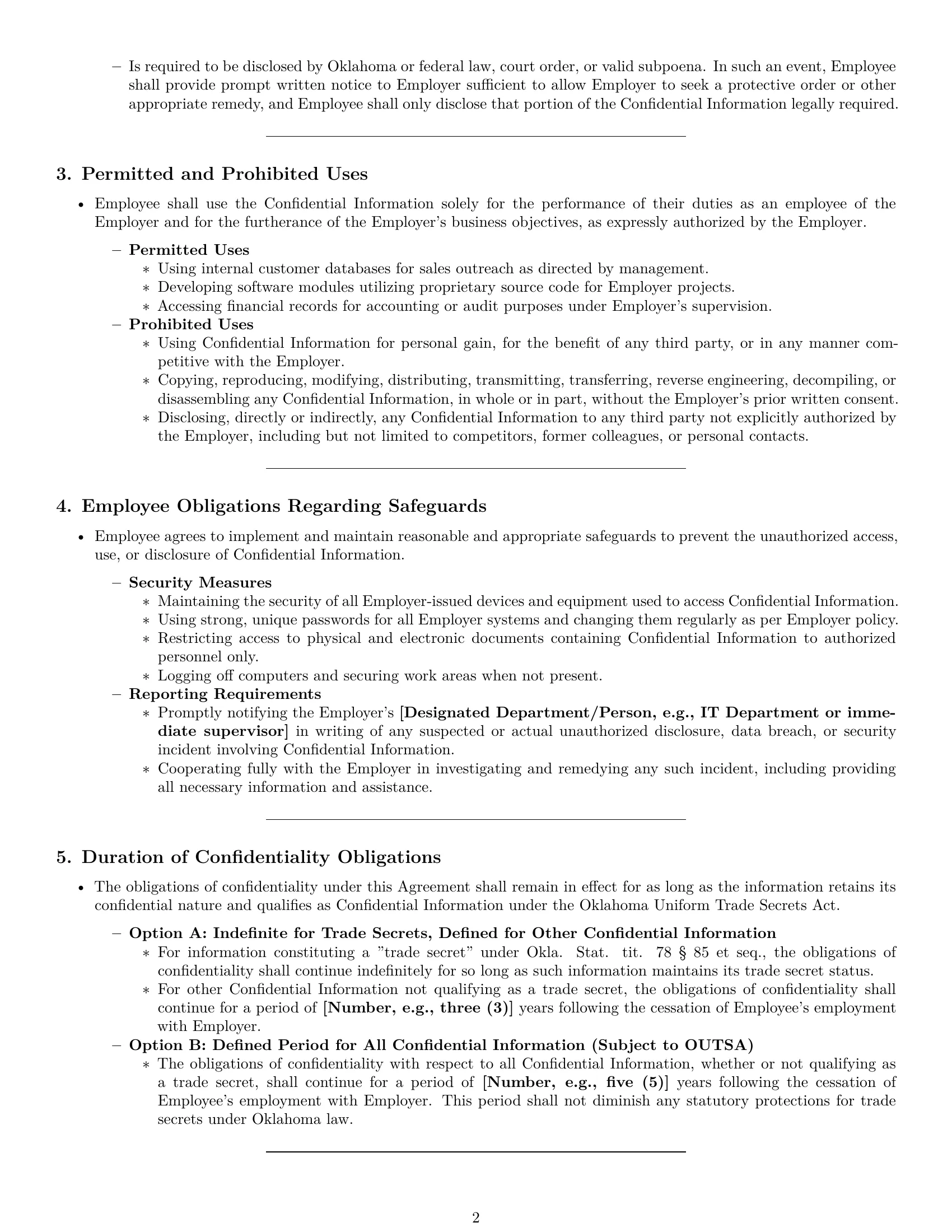 Preview page 2 of Pro Oklahoma employee nda template
