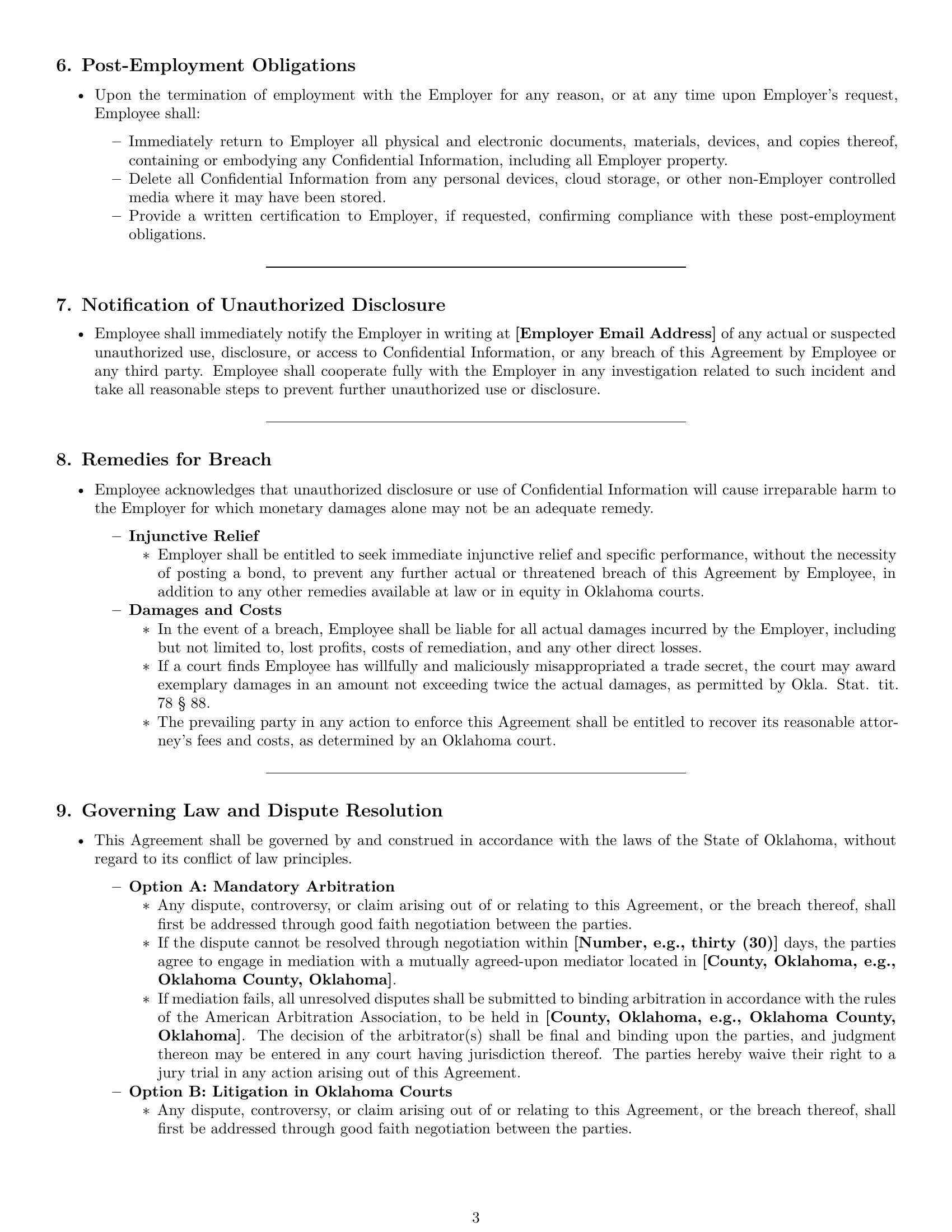 Preview page 3 of Pro Oklahoma employee nda template