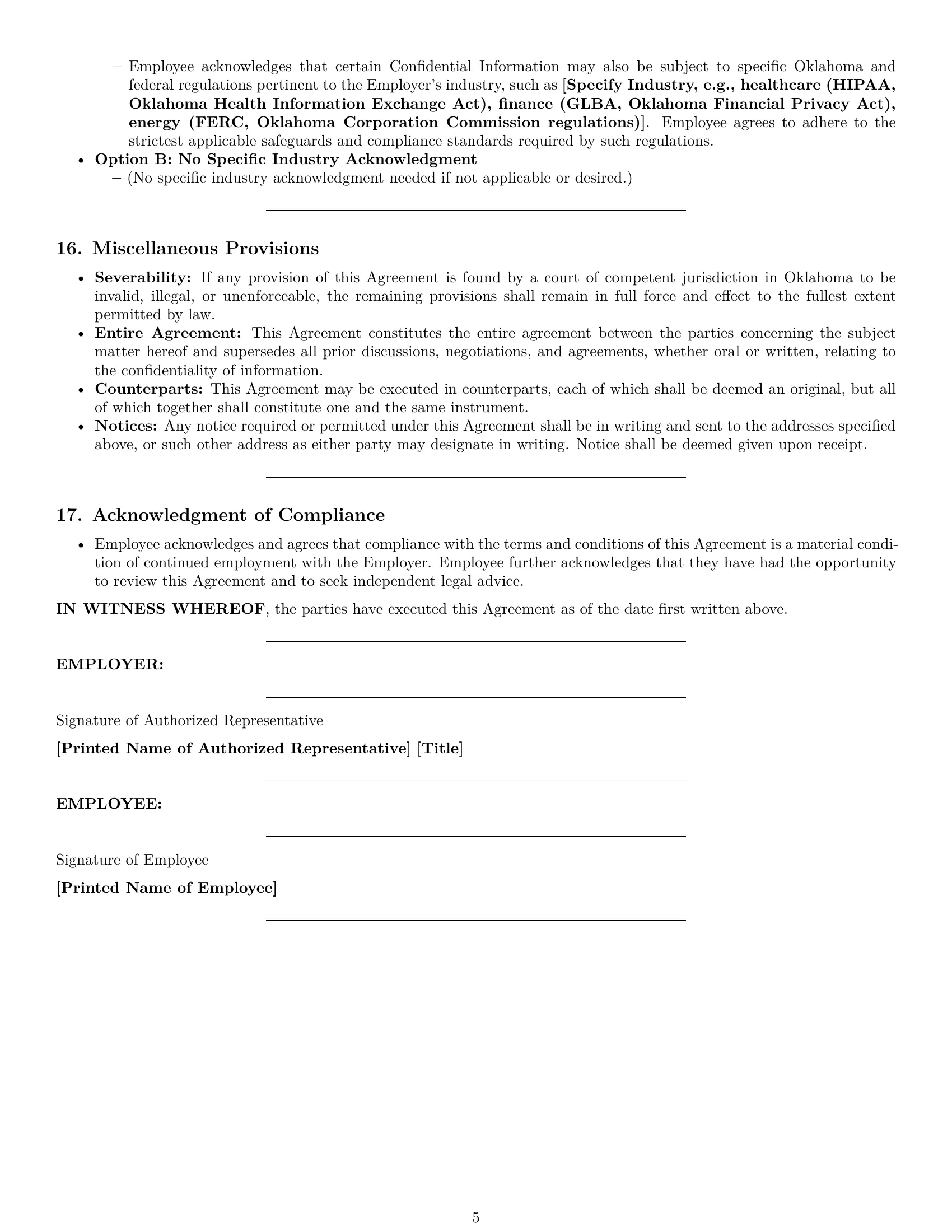 Preview page 5 of Pro Oklahoma employee nda template