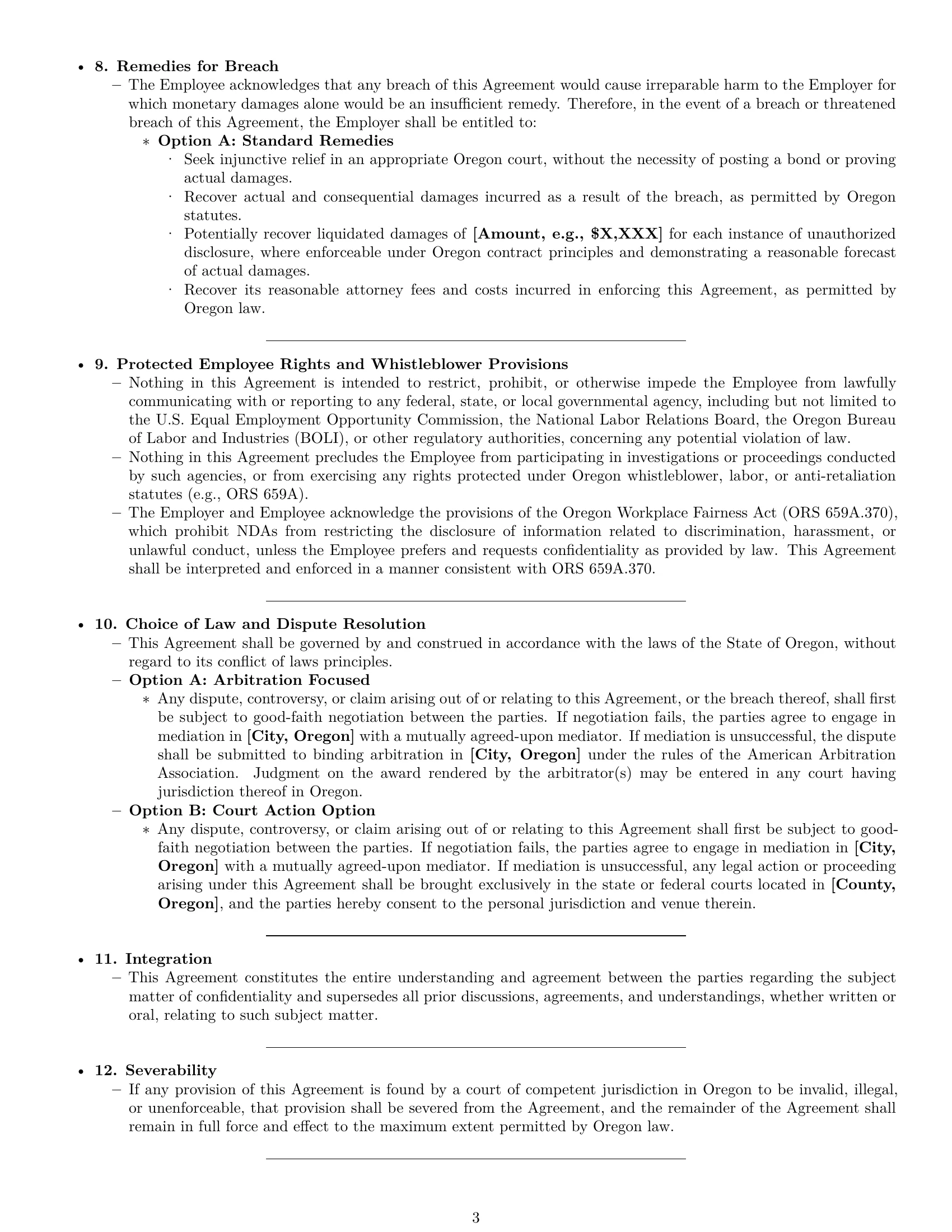 Preview page 3 of Pro Oregon employee nda template