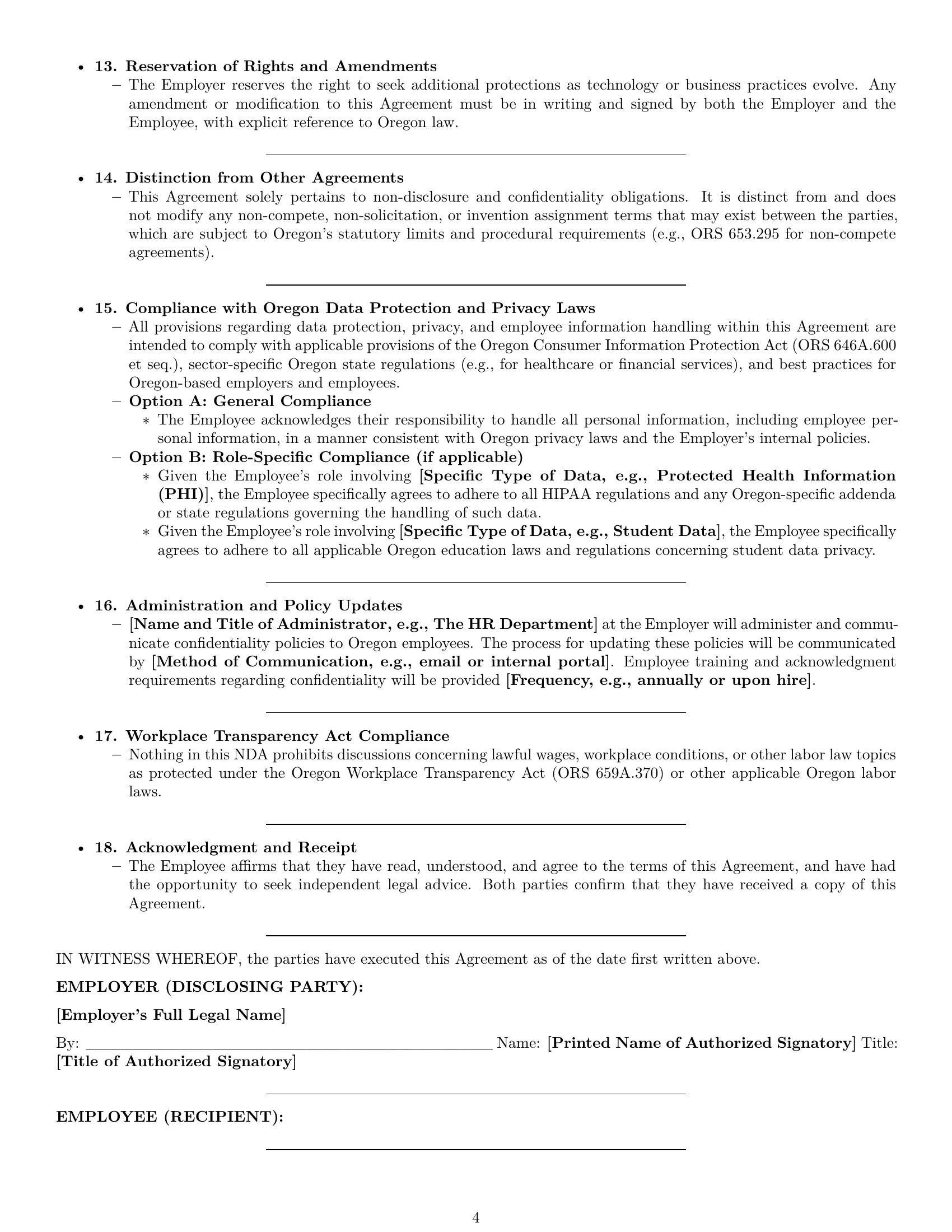 Preview page 4 of Pro Oregon employee nda template