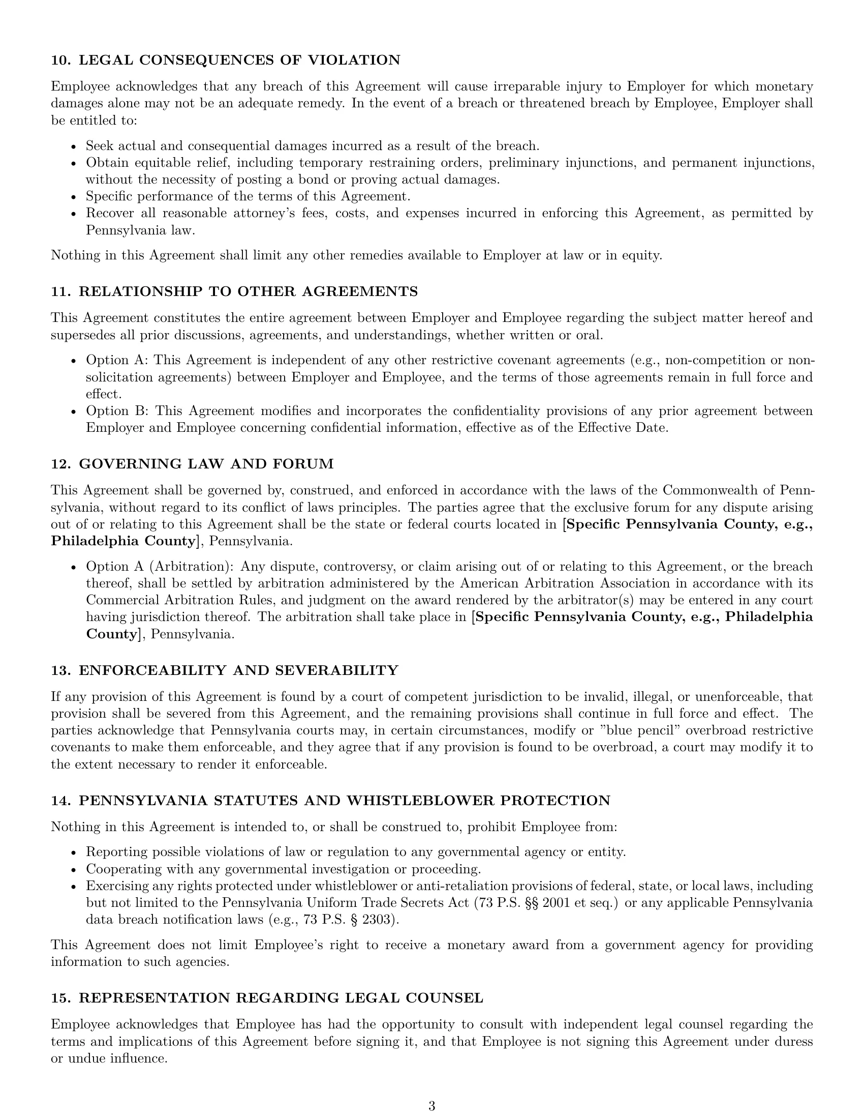 Preview page 3 of Pro Pennsylvania employee nda template
