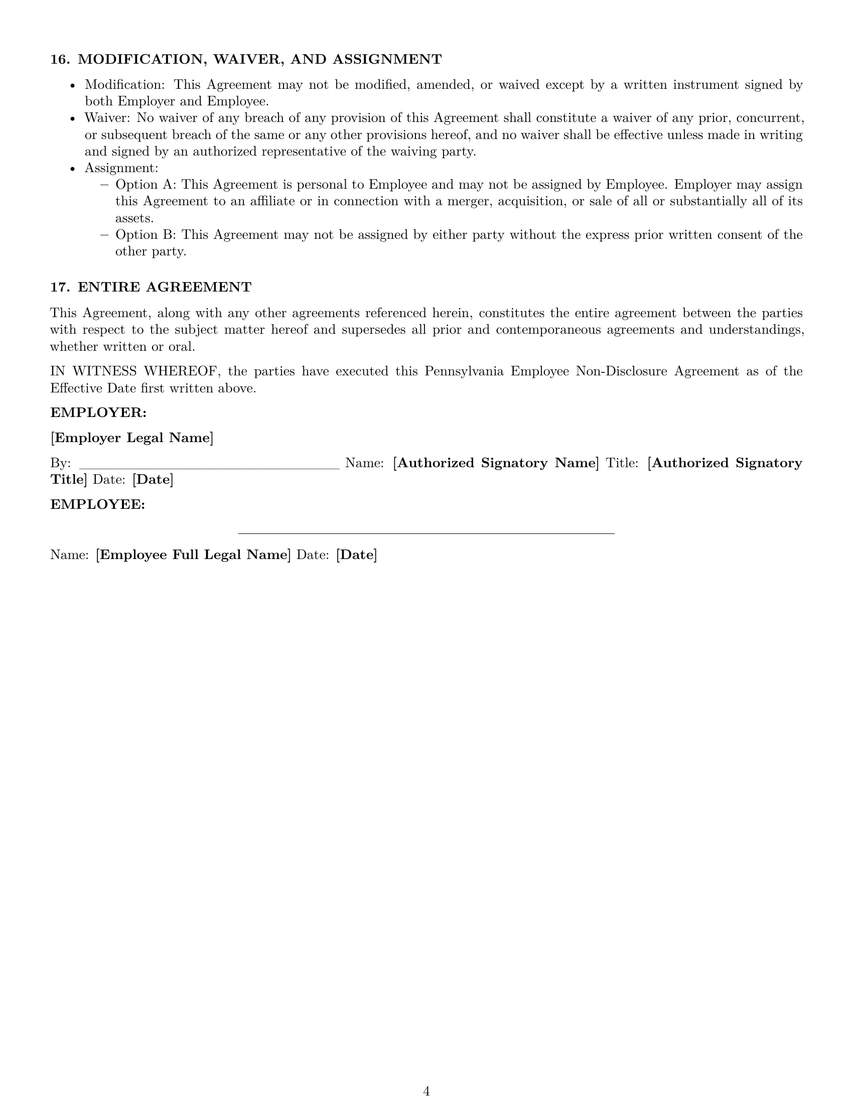 Preview page 4 of Pro Pennsylvania employee nda template