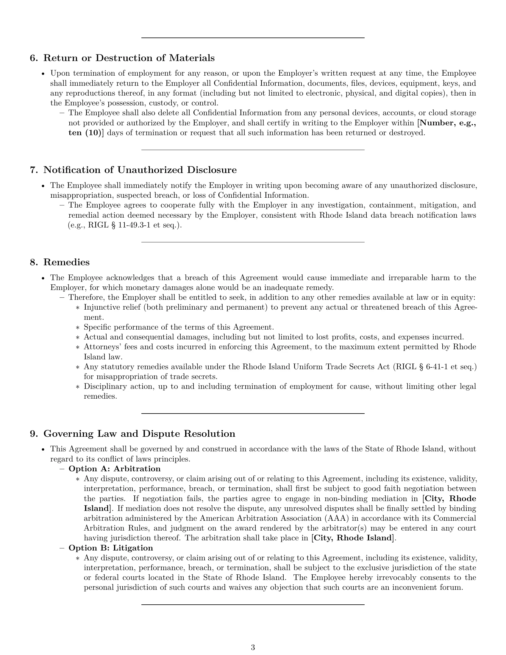 Preview page 3 of Pro Rhode Island employee nda template