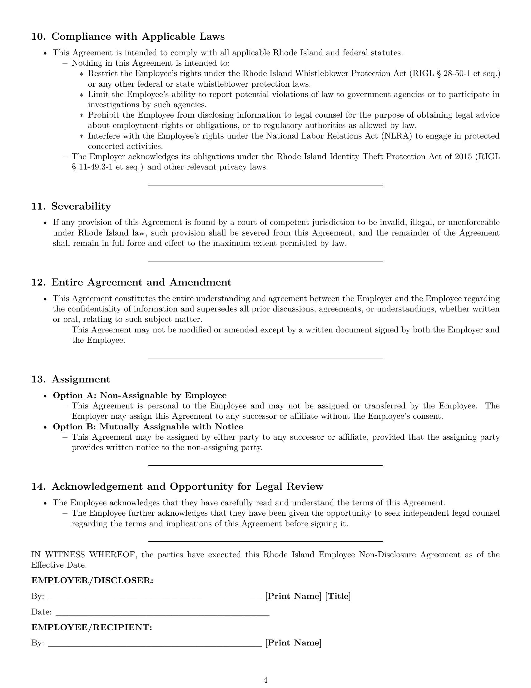 Preview page 4 of Pro Rhode Island employee nda template