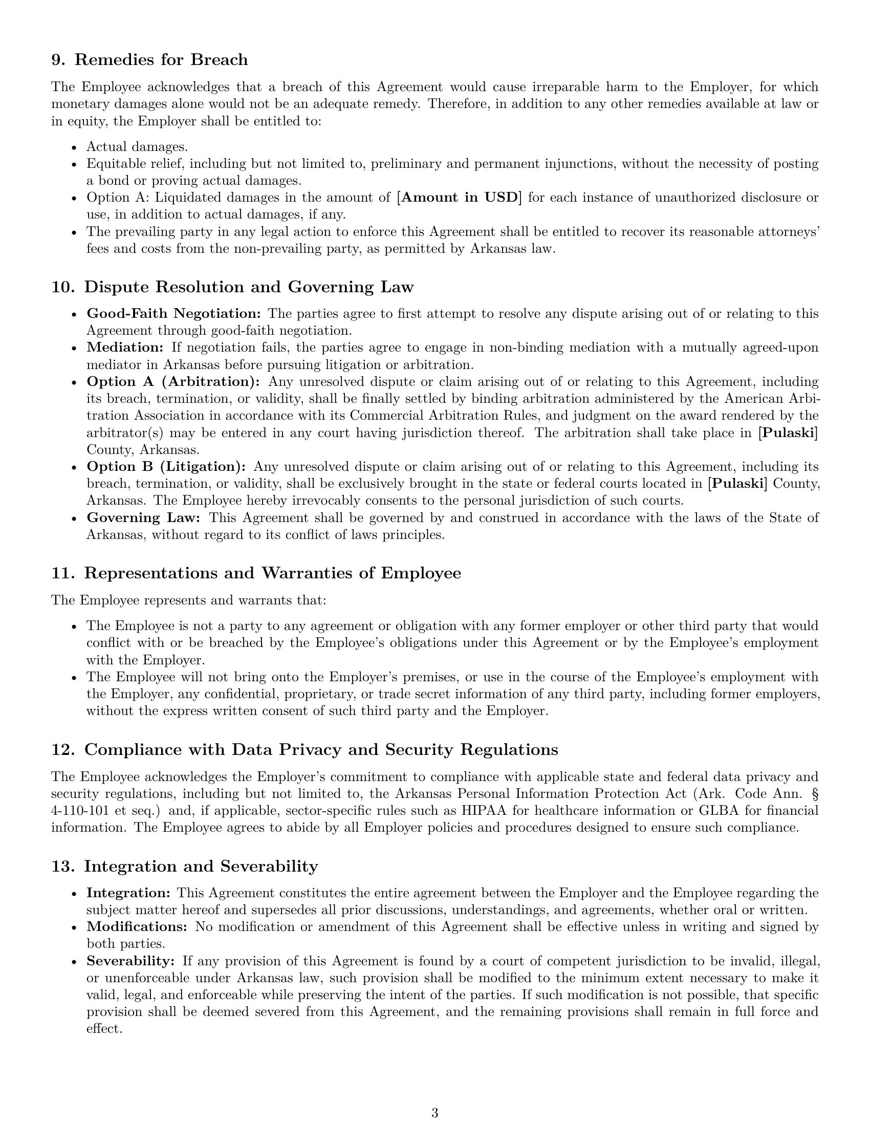 Preview page 3 of Pro Arkansas employee nda template
