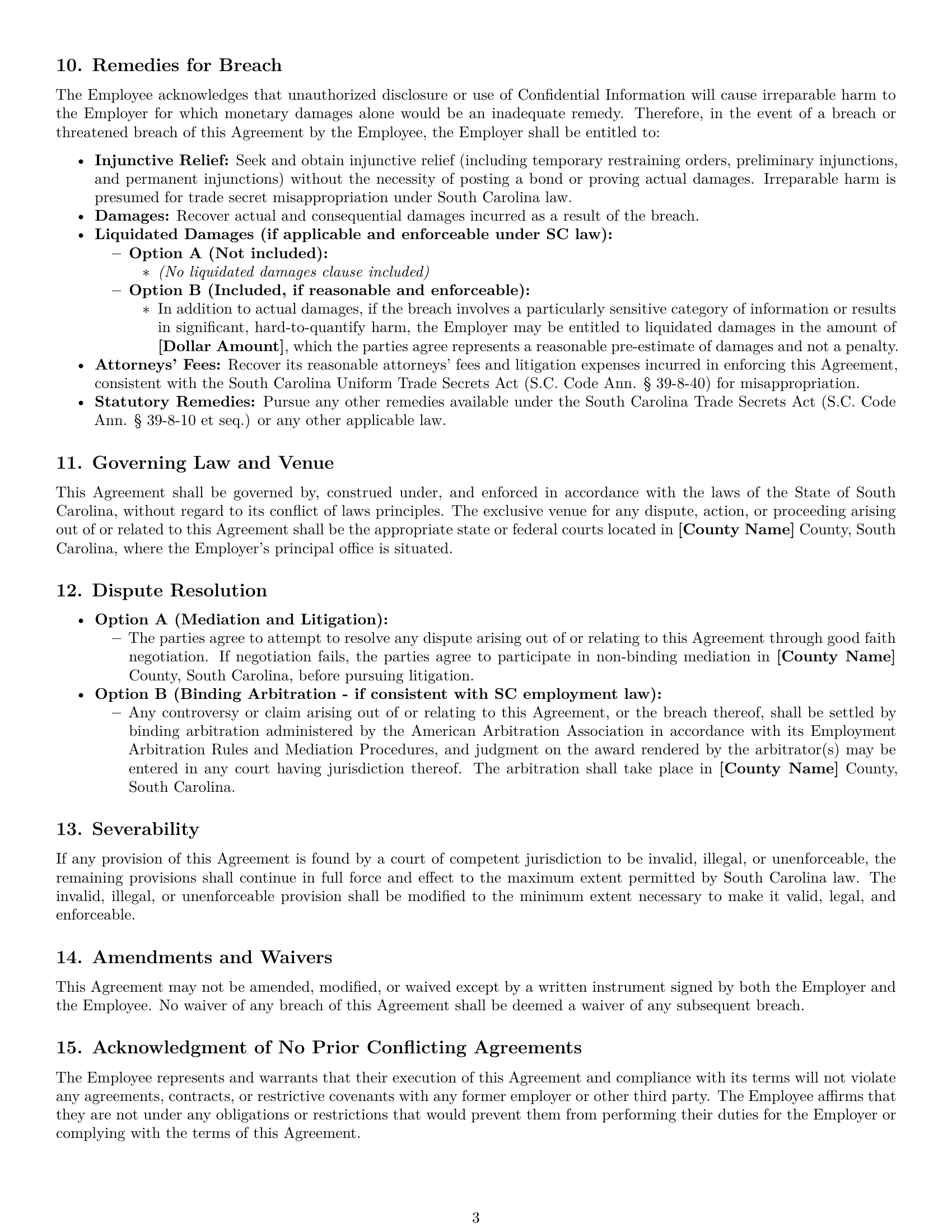 Preview page 3 of Pro South Carolina employee nda template