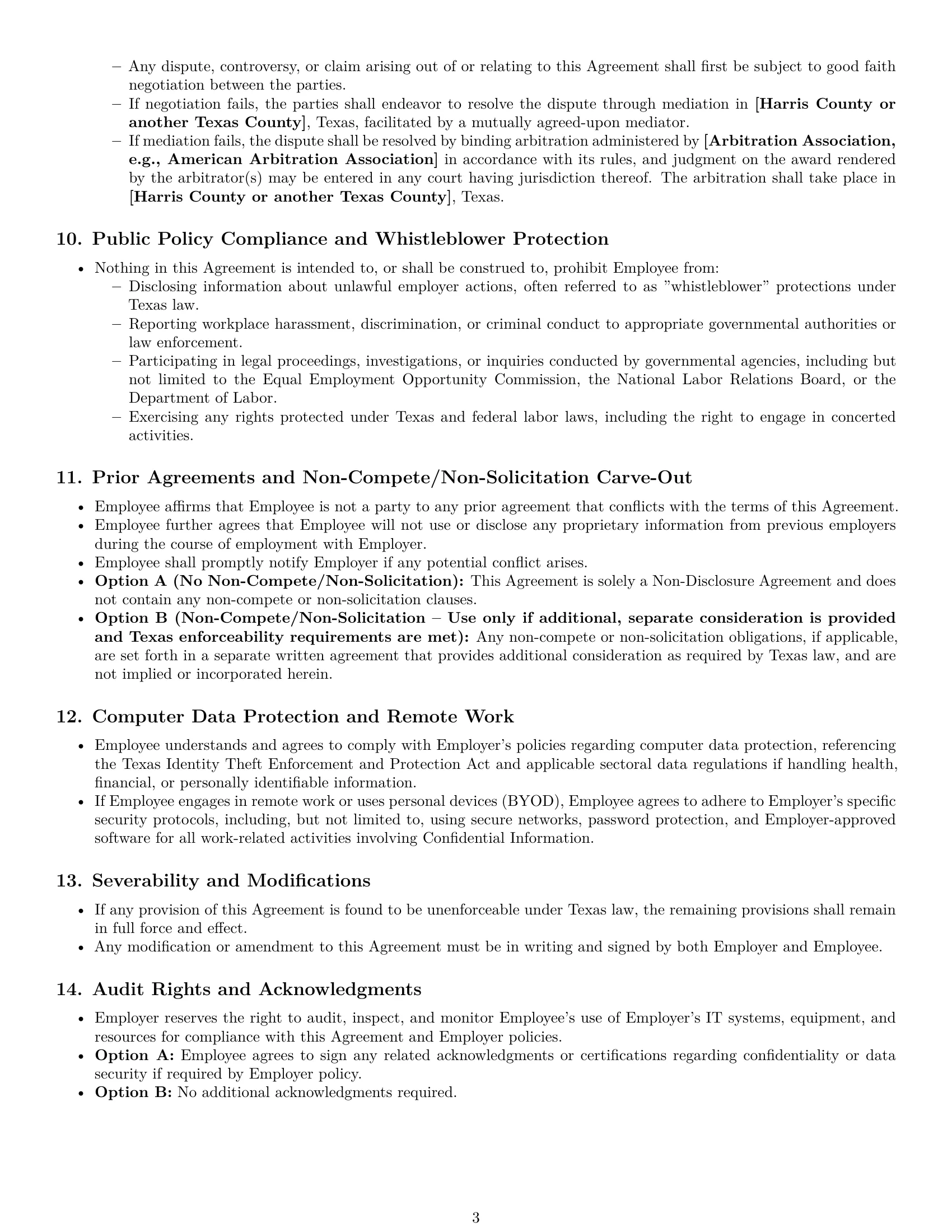 Preview page 3 of Pro Texas employee nda template