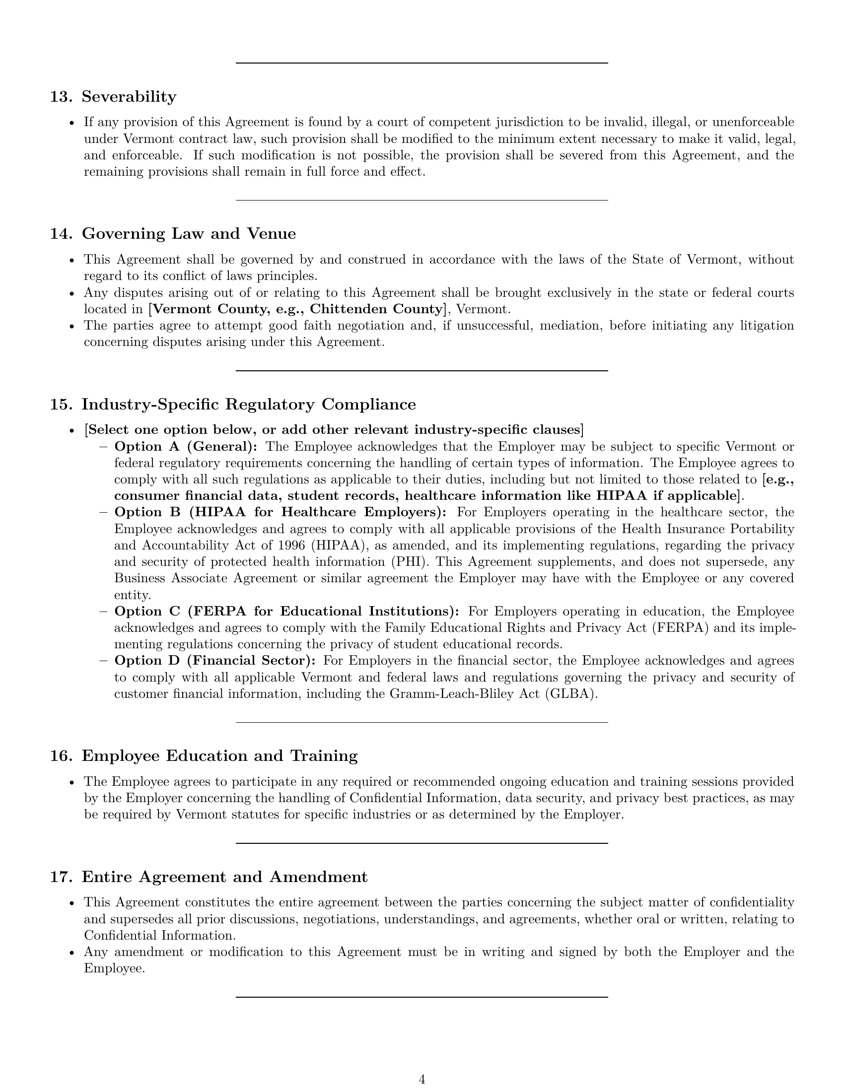 Preview page 4 of Pro Vermont employee nda template