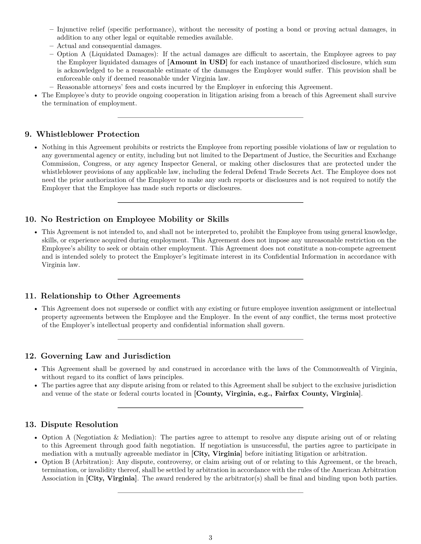 Preview page 3 of Pro Virginia employee nda template