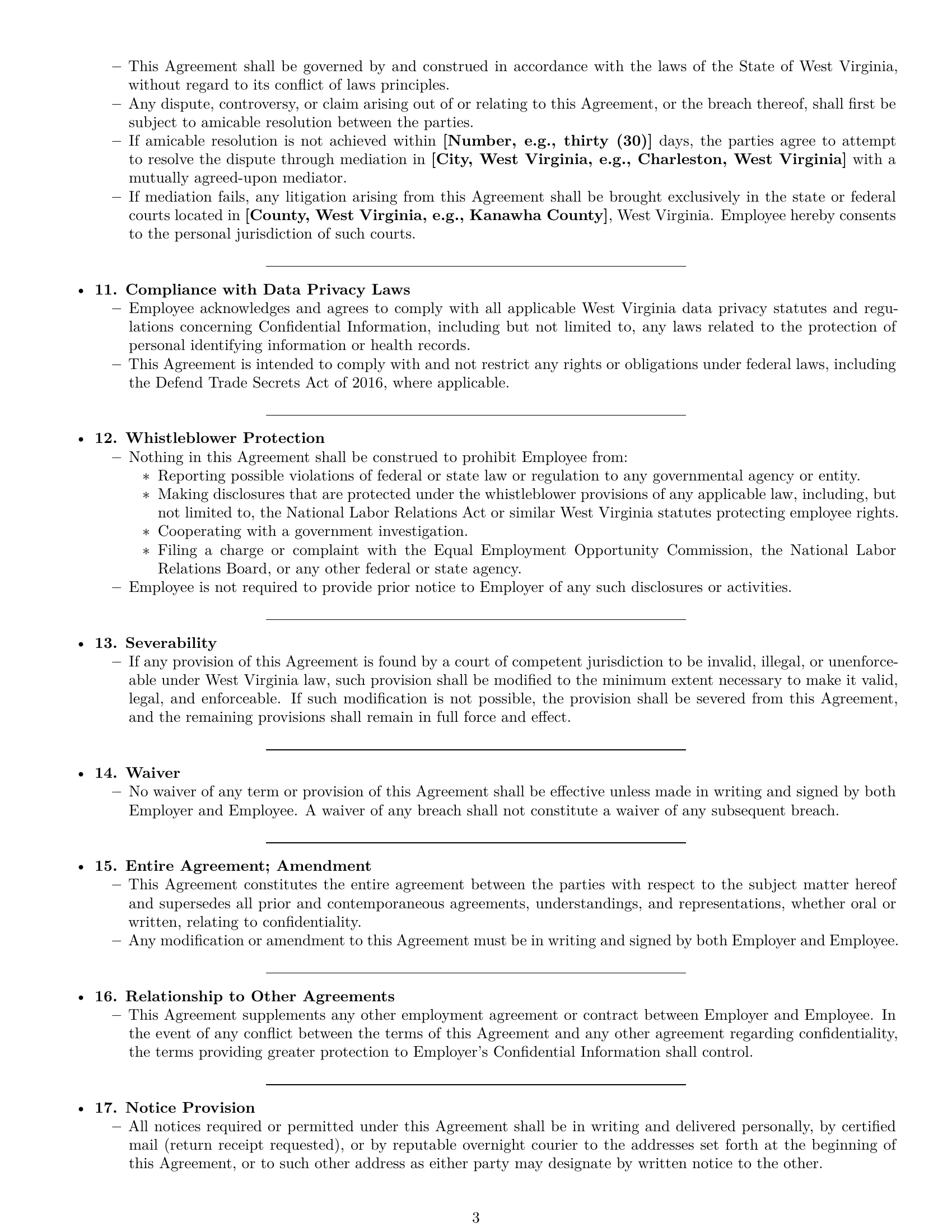 Preview page 3 of Pro West Virginia employee nda template