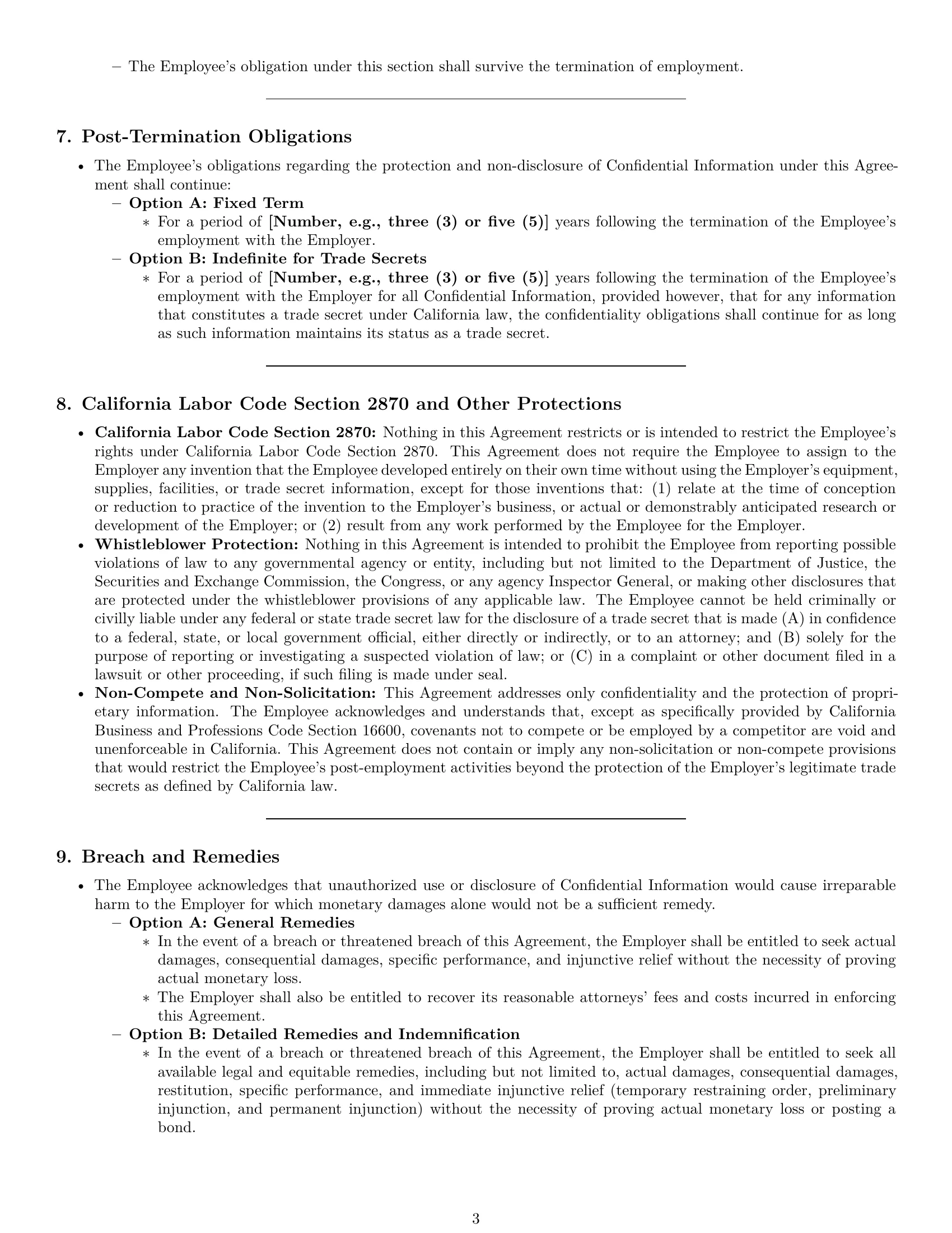 Preview page 3 of Pro California employee nda template