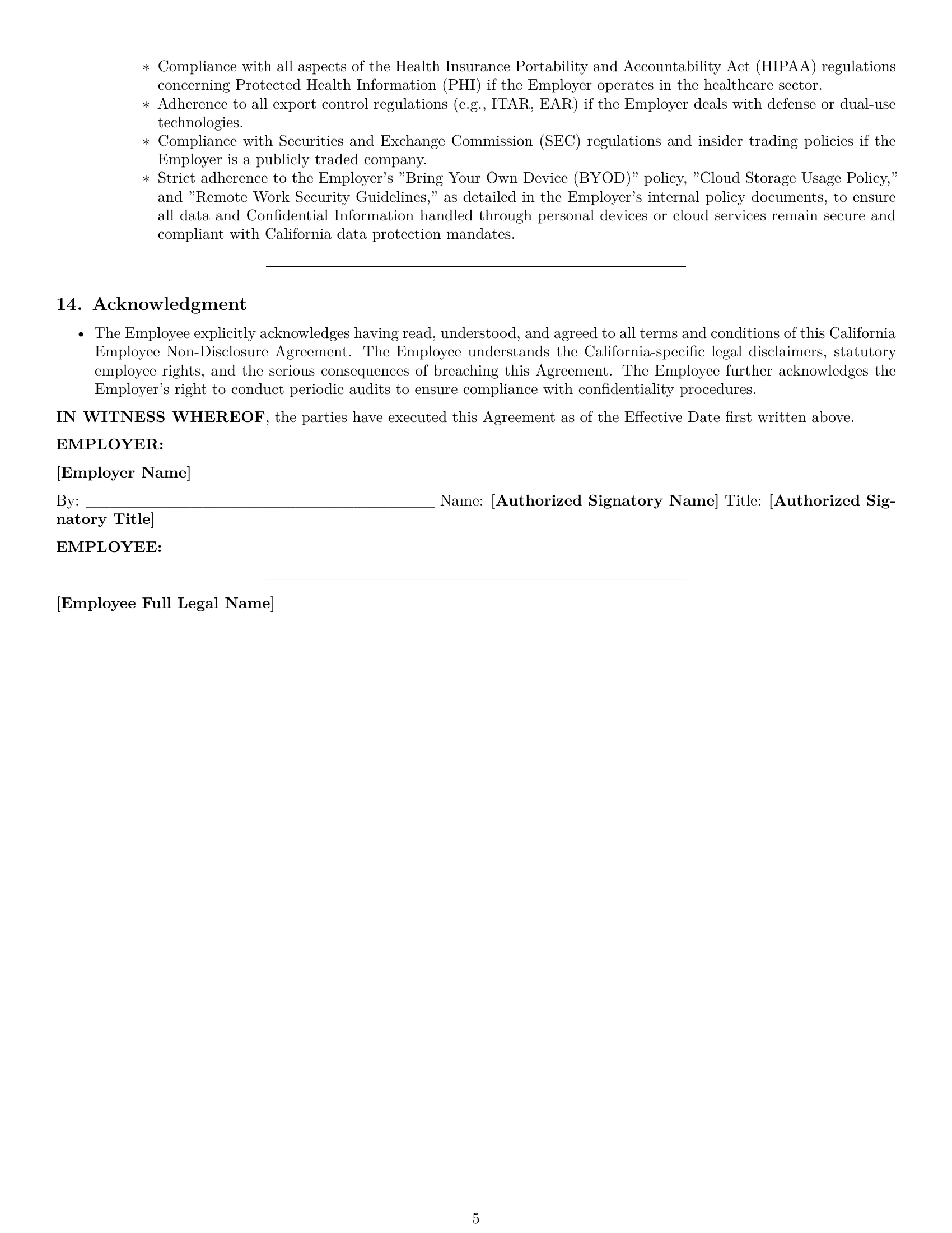 Preview page 5 of Pro California employee nda template