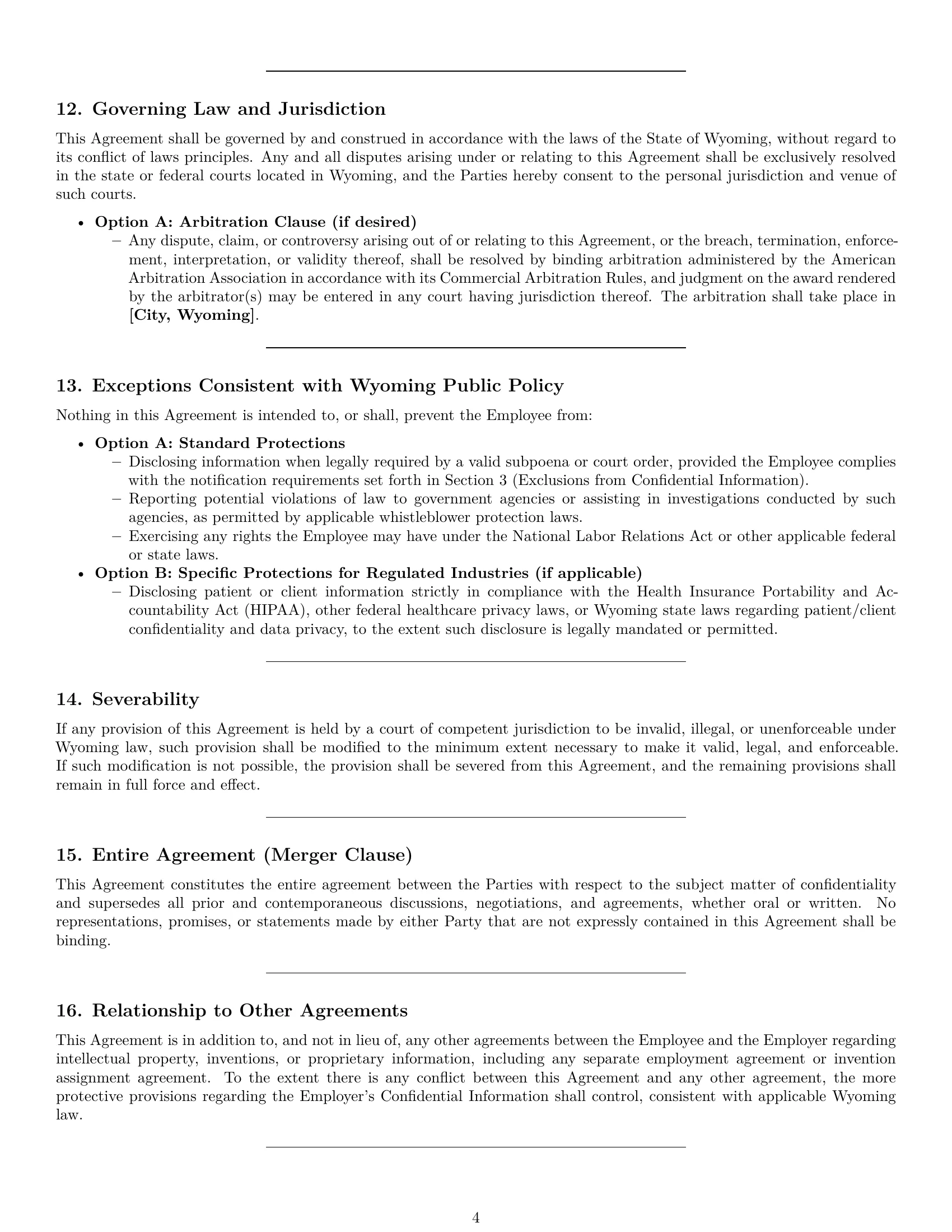 Preview page 4 of Pro Wyoming employee nda template