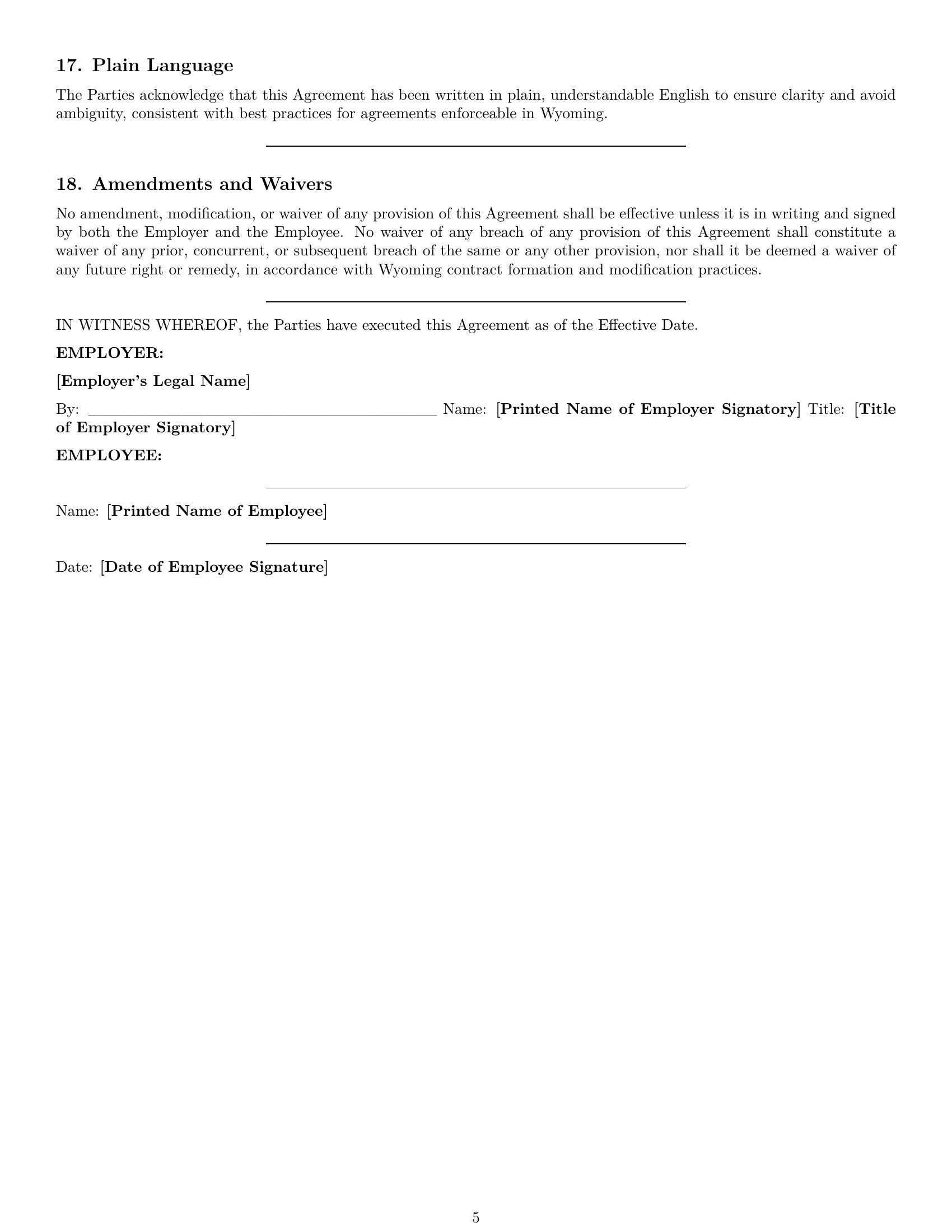 Preview page 5 of Pro Wyoming employee nda template