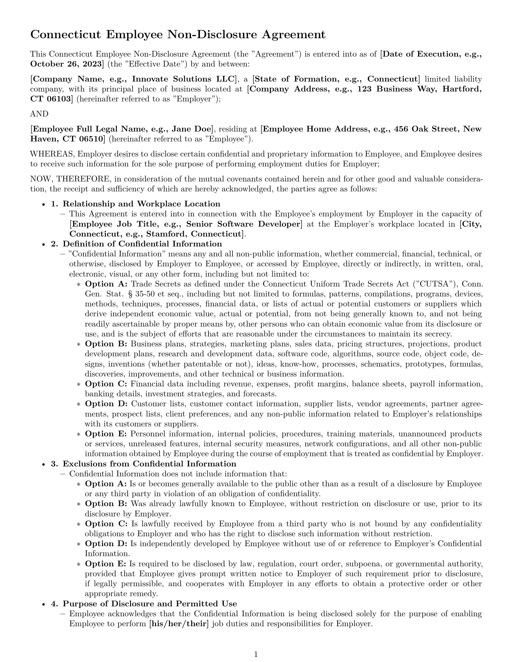 Preview page 1 of Pro Connecticut employee nda template