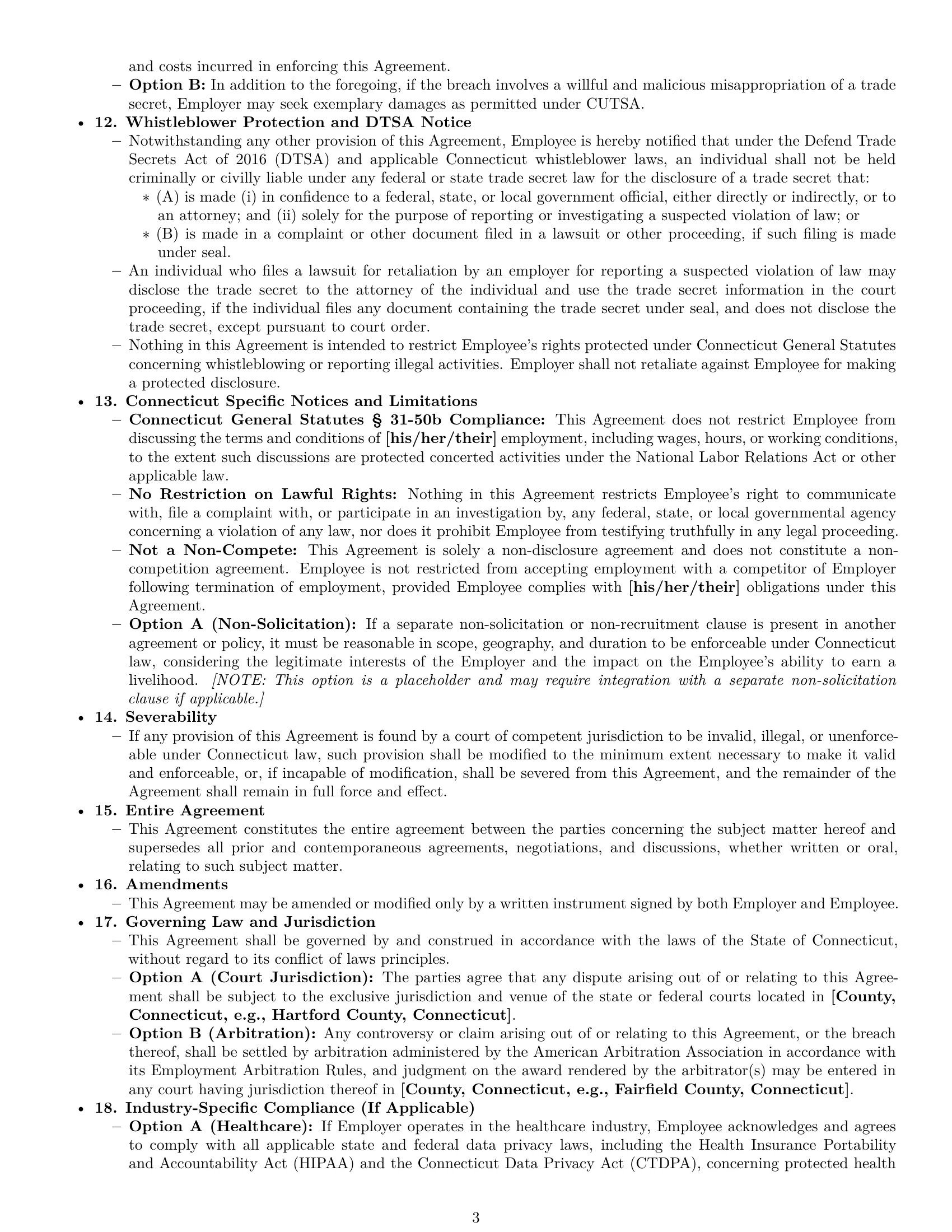 Preview page 3 of Pro Connecticut employee nda template