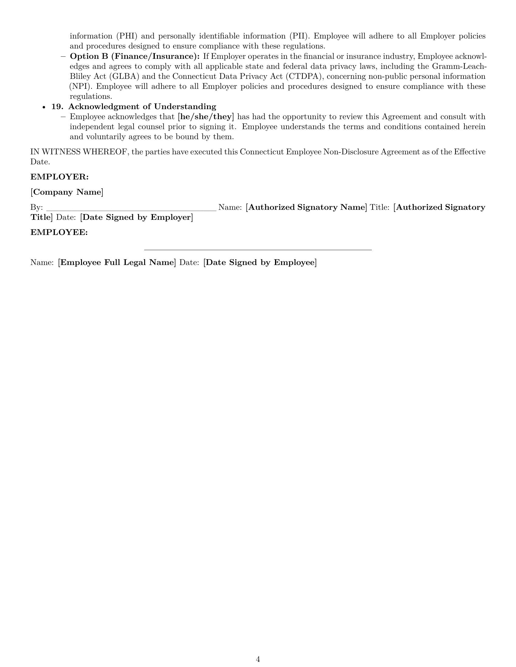 Preview page 4 of Pro Connecticut employee nda template