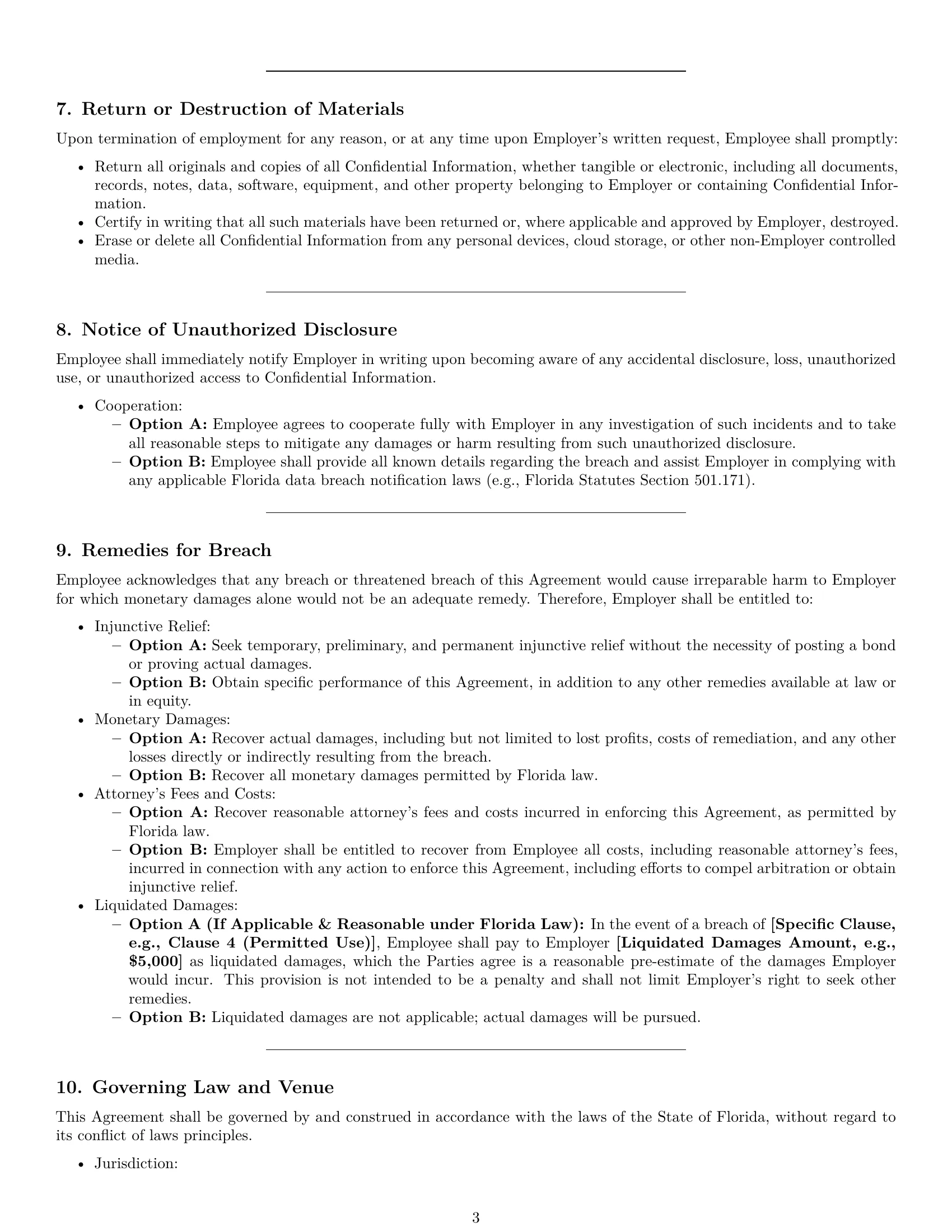Preview page 3 of Pro Florida employee nda template