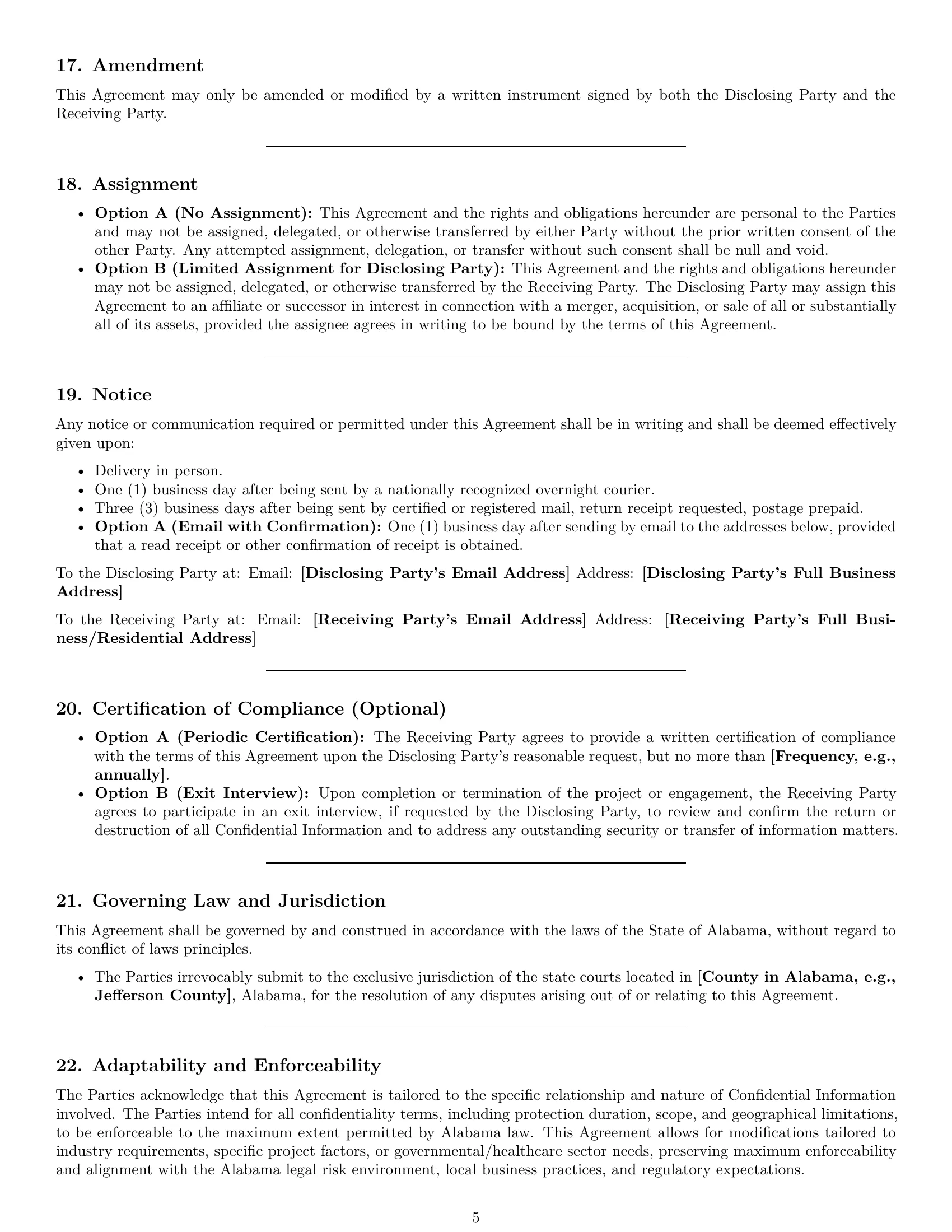 Preview page 5 of Pro Alabama independent contractor nda template