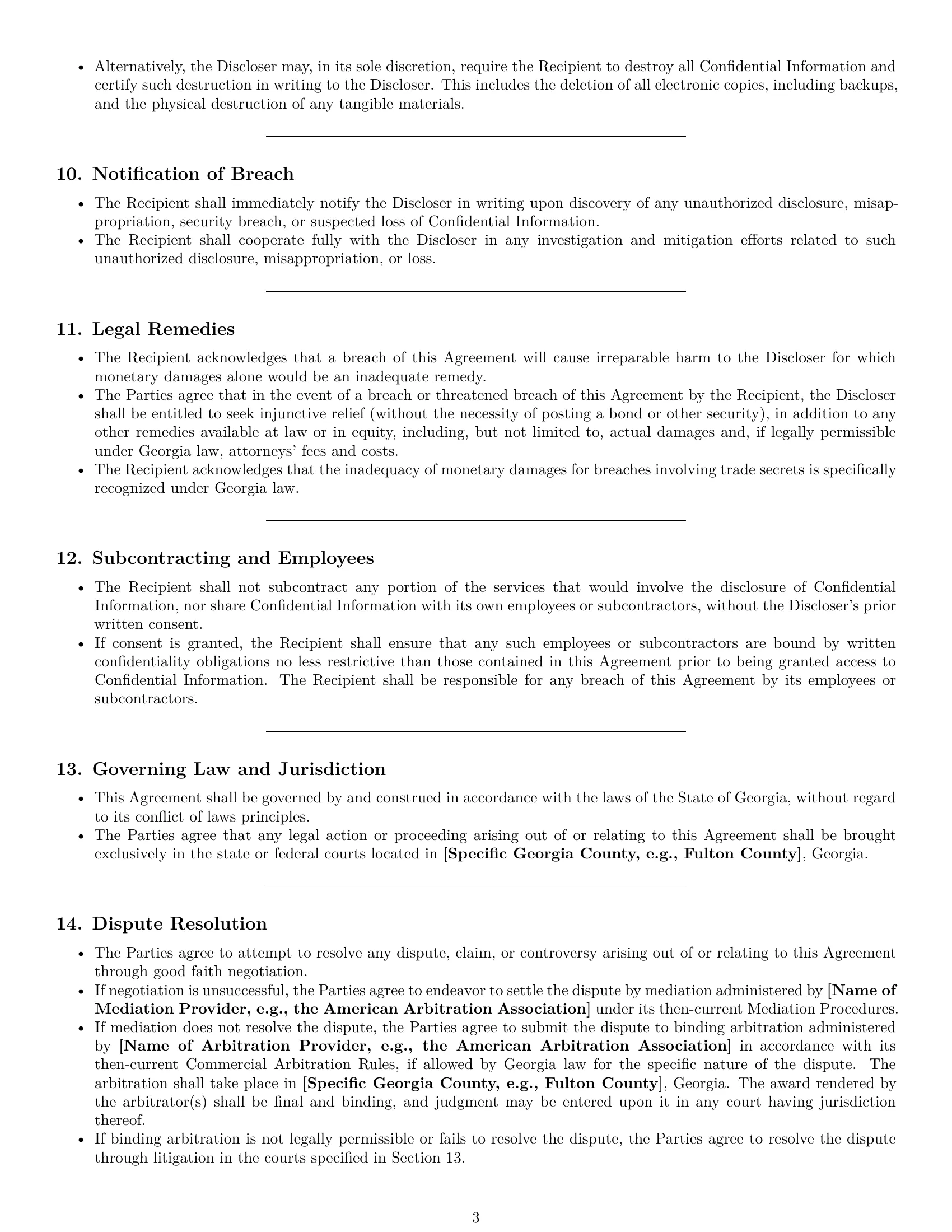 Preview page 3 of Pro Georgia independent contractor nda template