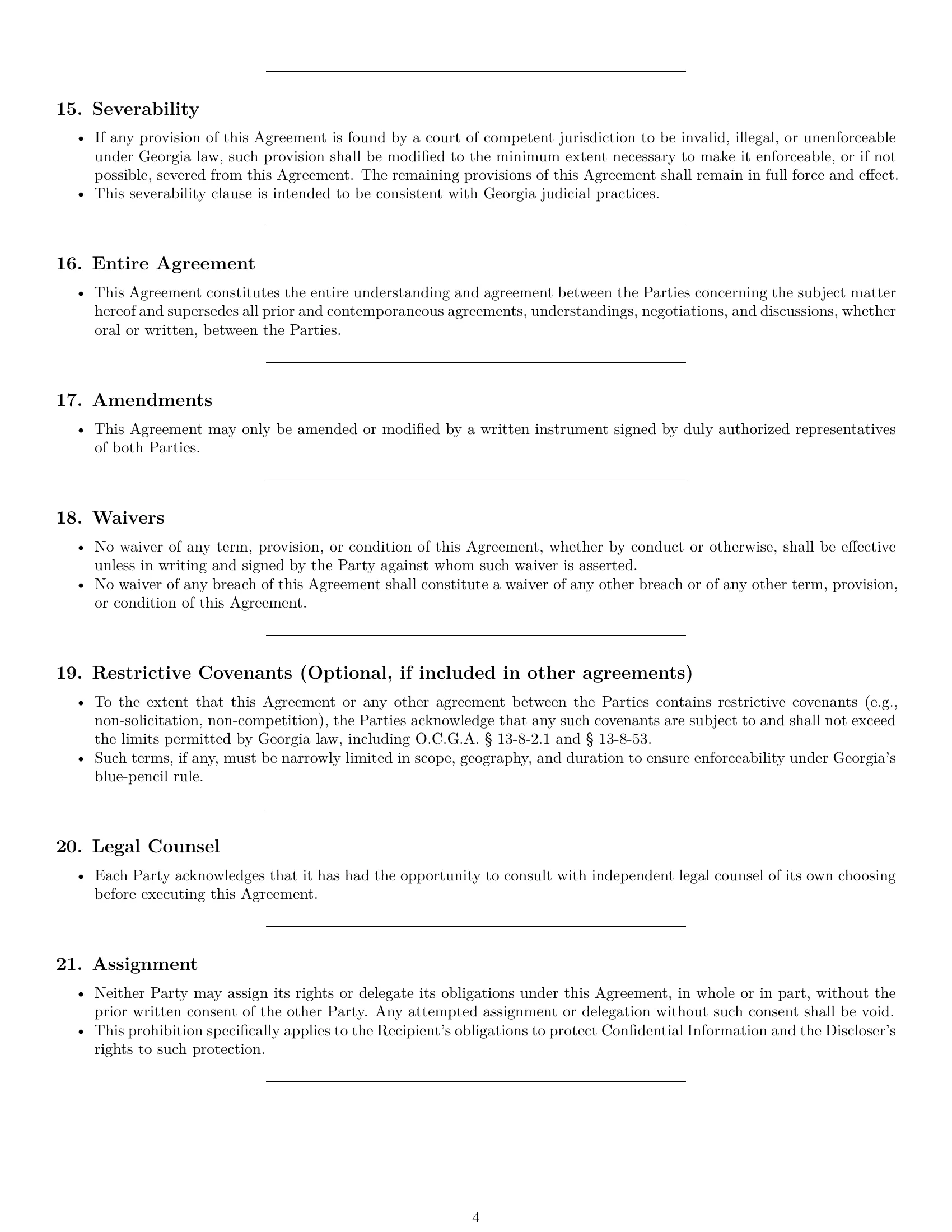 Preview page 4 of Pro Georgia independent contractor nda template