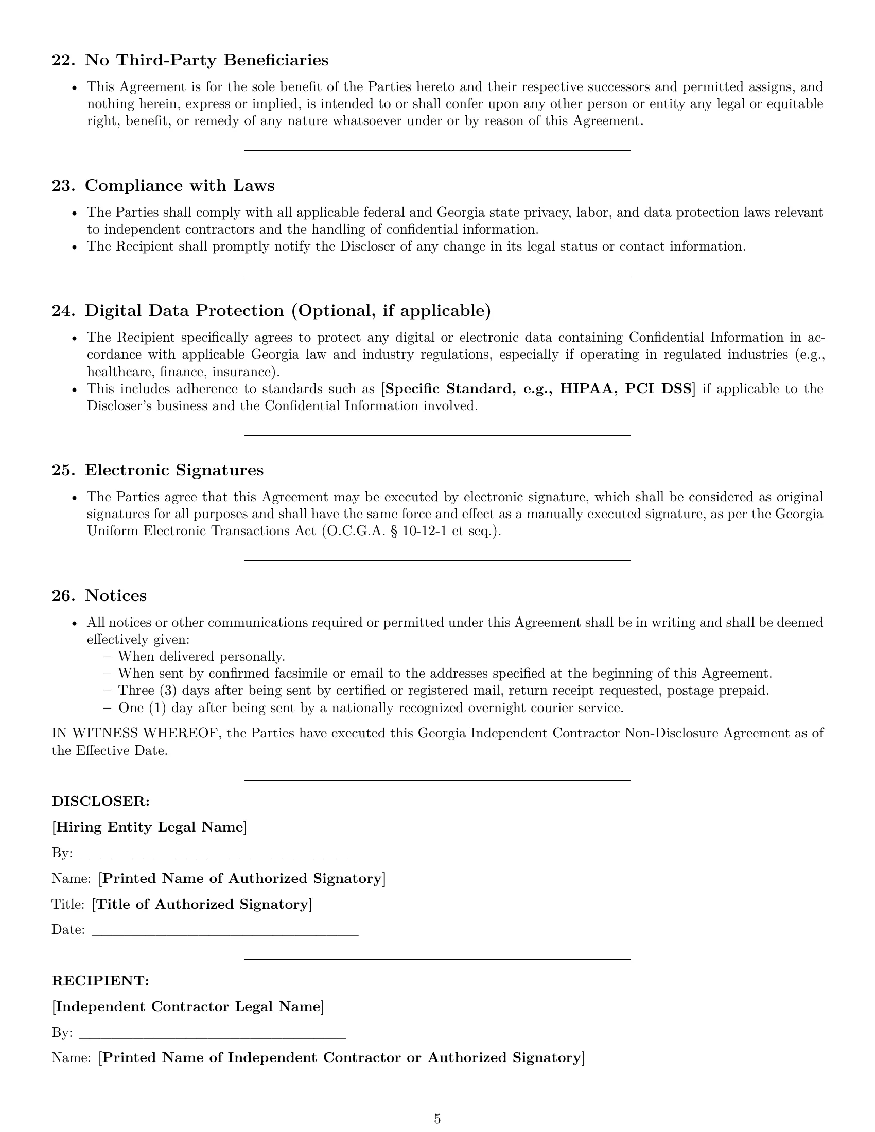 Preview page 5 of Pro Georgia independent contractor nda template