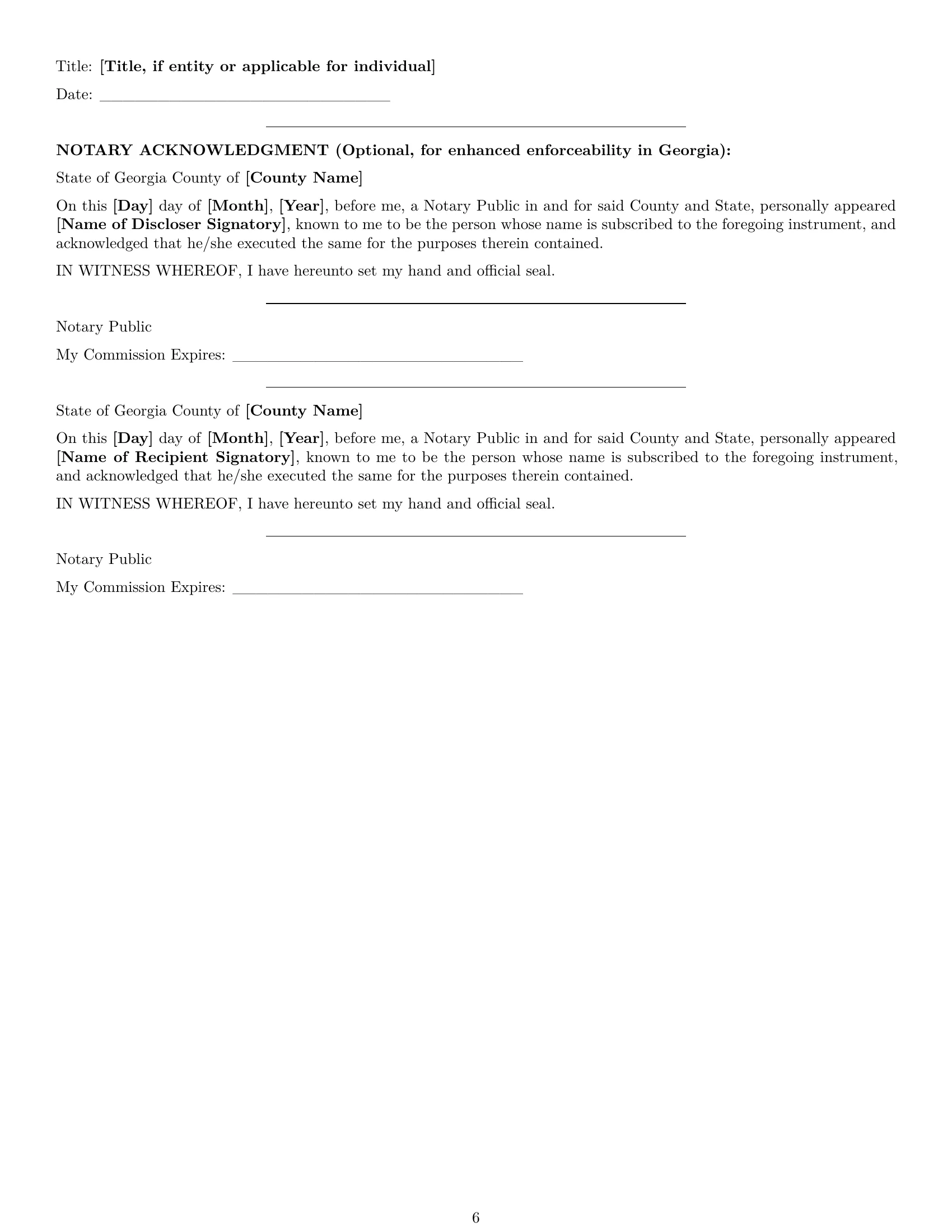 Preview page 6 of Pro Georgia independent contractor nda template