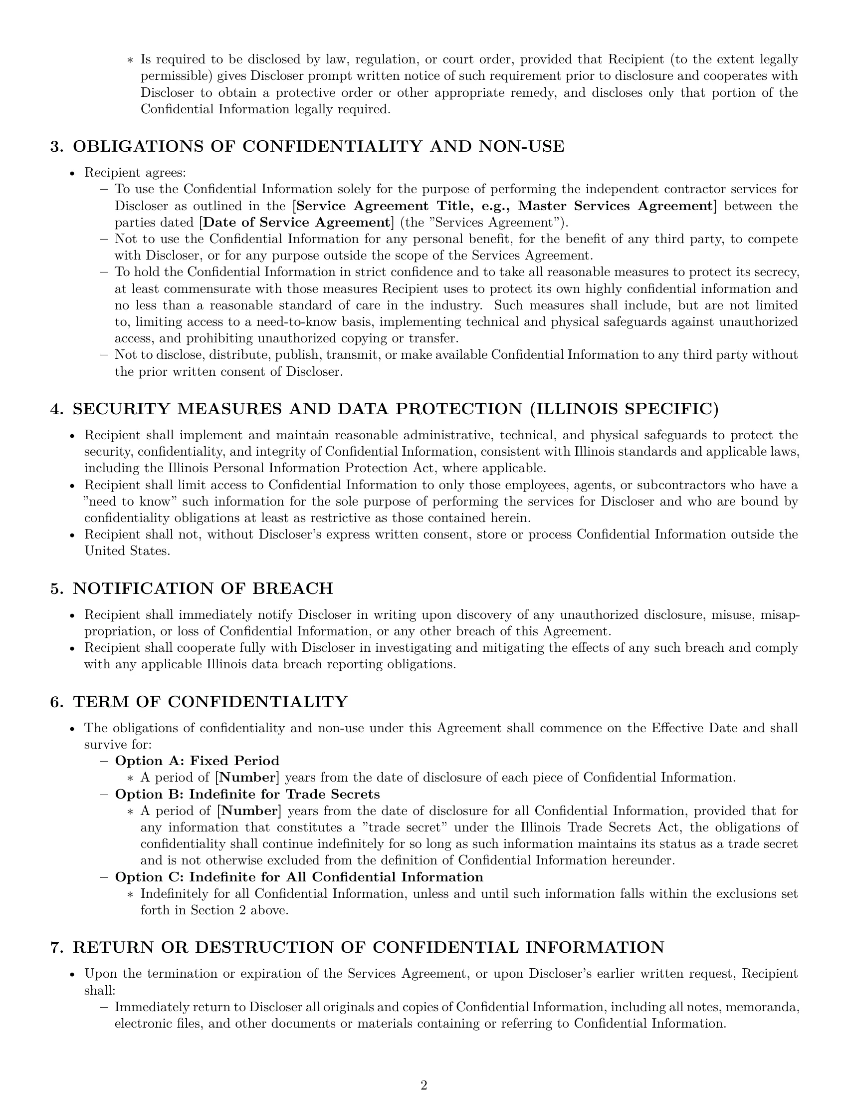 Preview page 2 of Pro Illinois independent contractor nda template