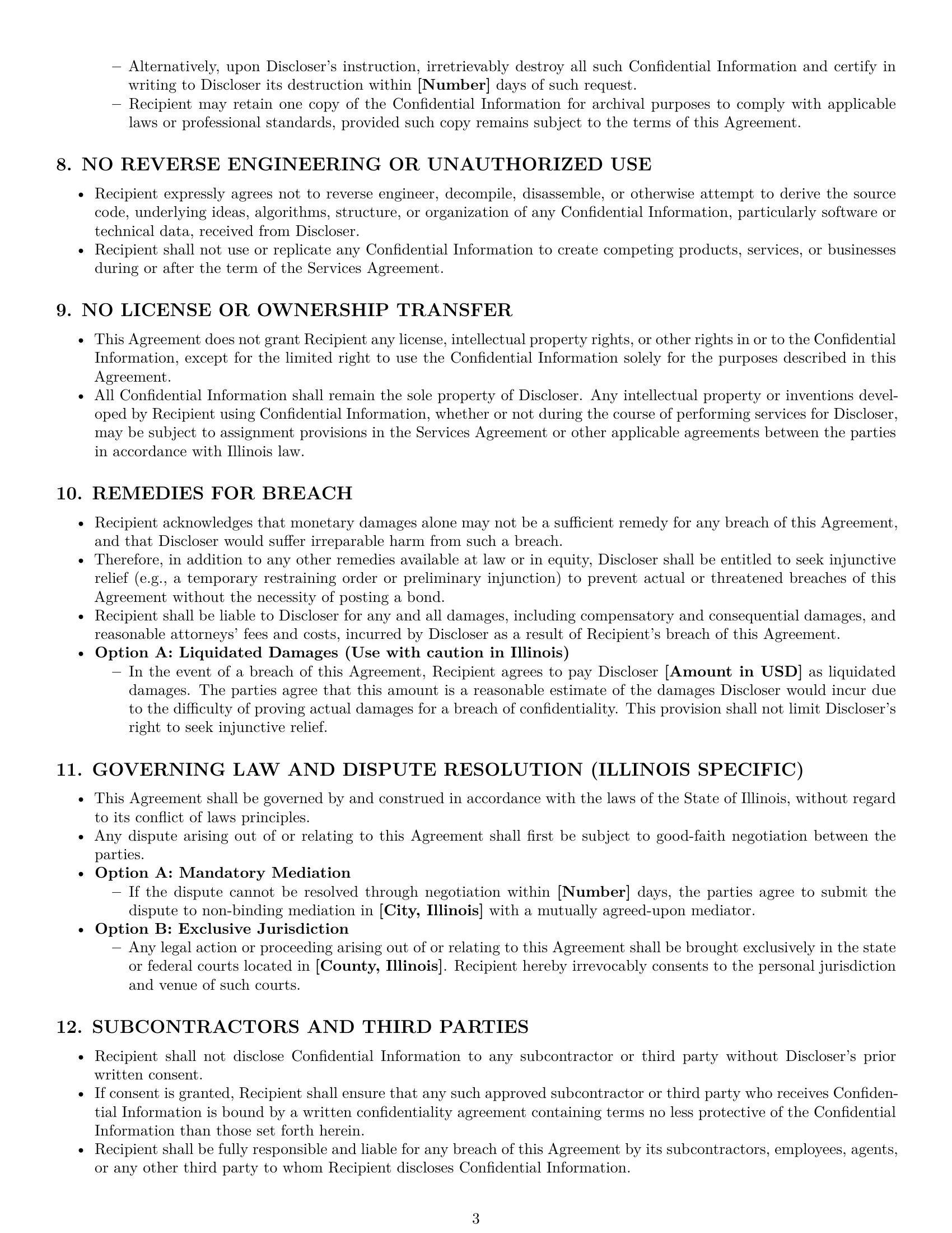 Preview page 3 of Pro Illinois independent contractor nda template