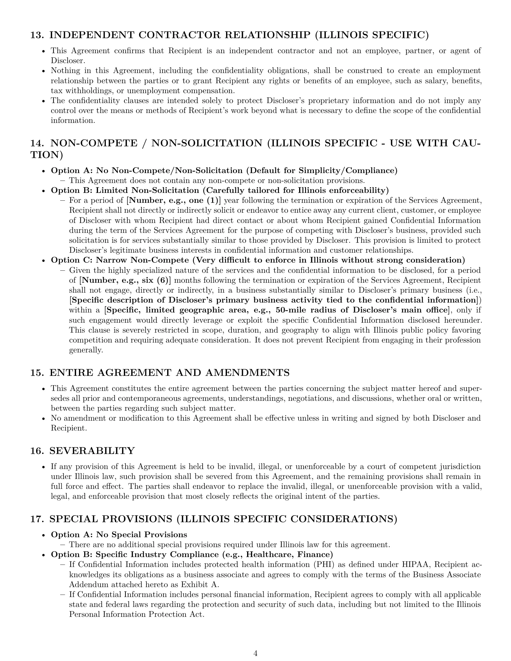 Preview page 4 of Pro Illinois independent contractor nda template