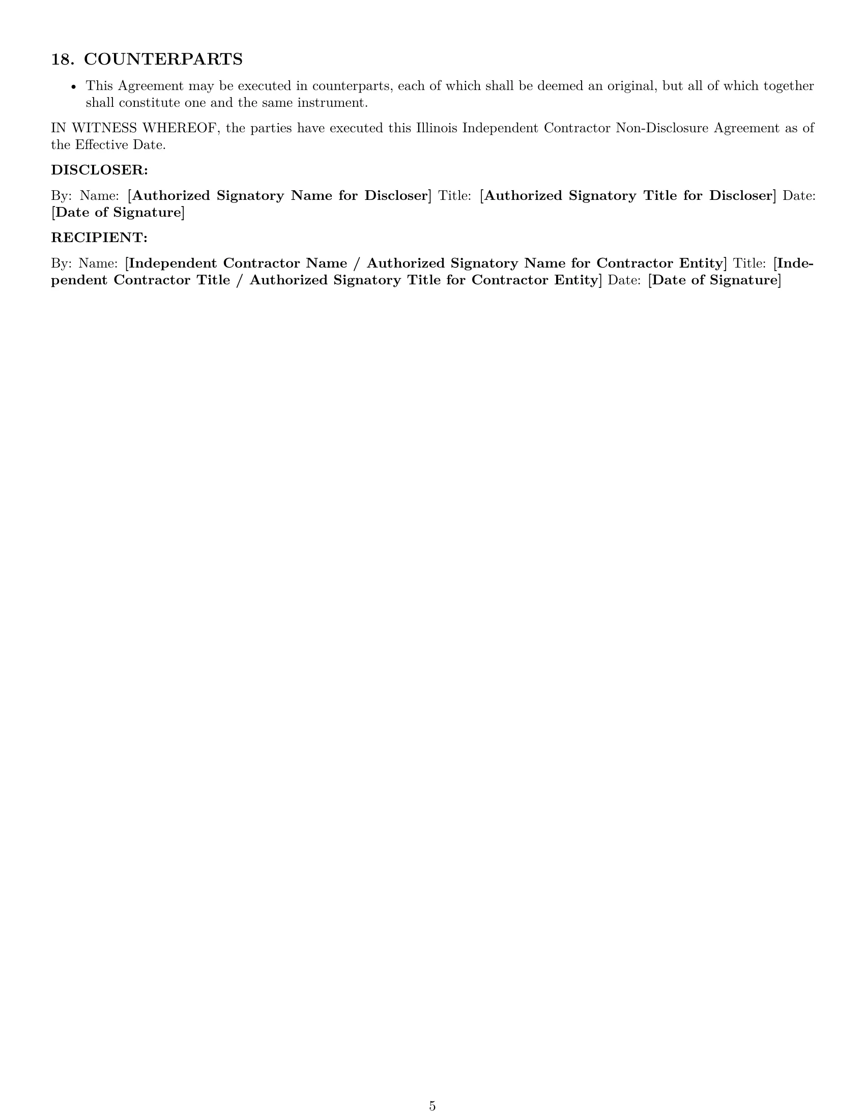 Preview page 5 of Pro Illinois independent contractor nda template