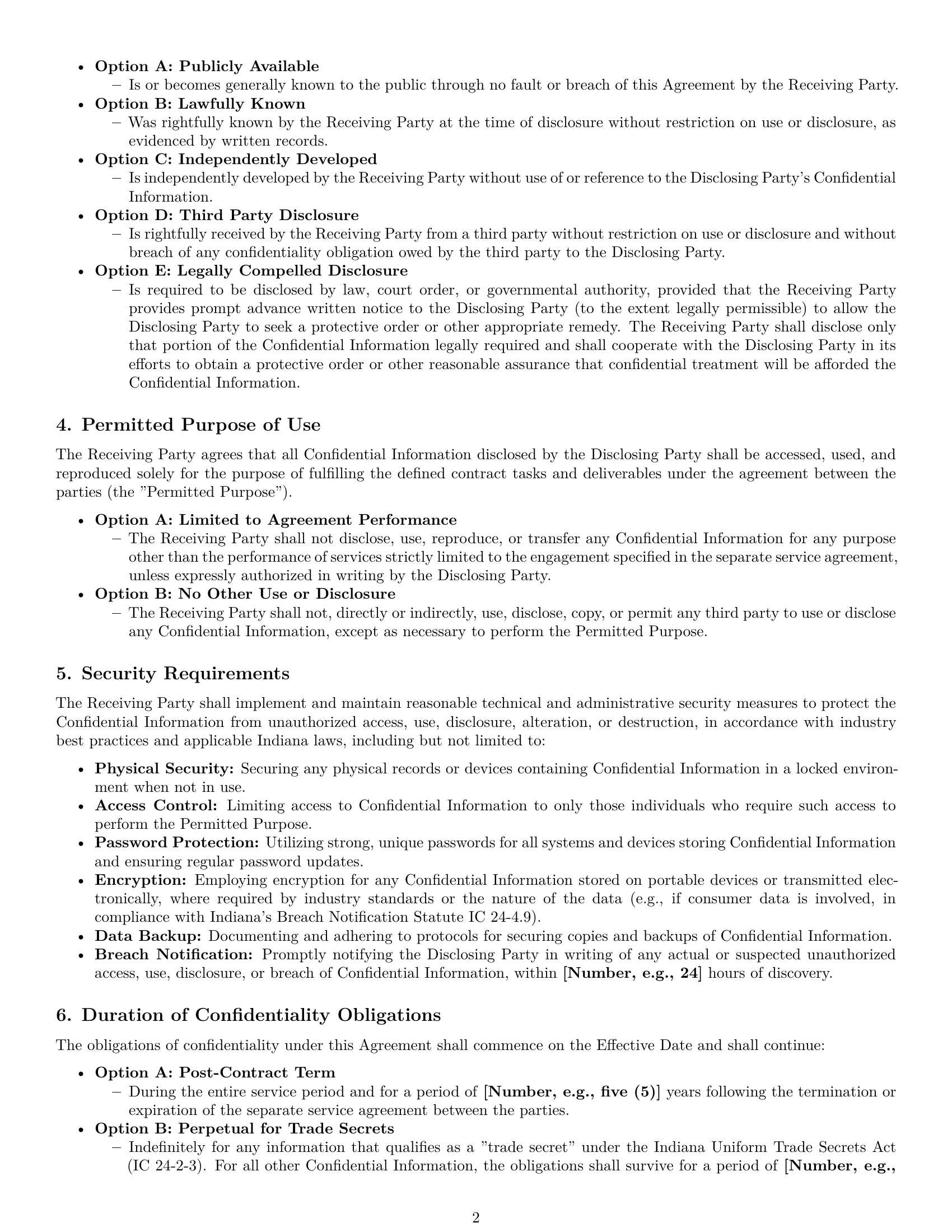 Preview page 2 of Pro Indiana independent contractor nda template