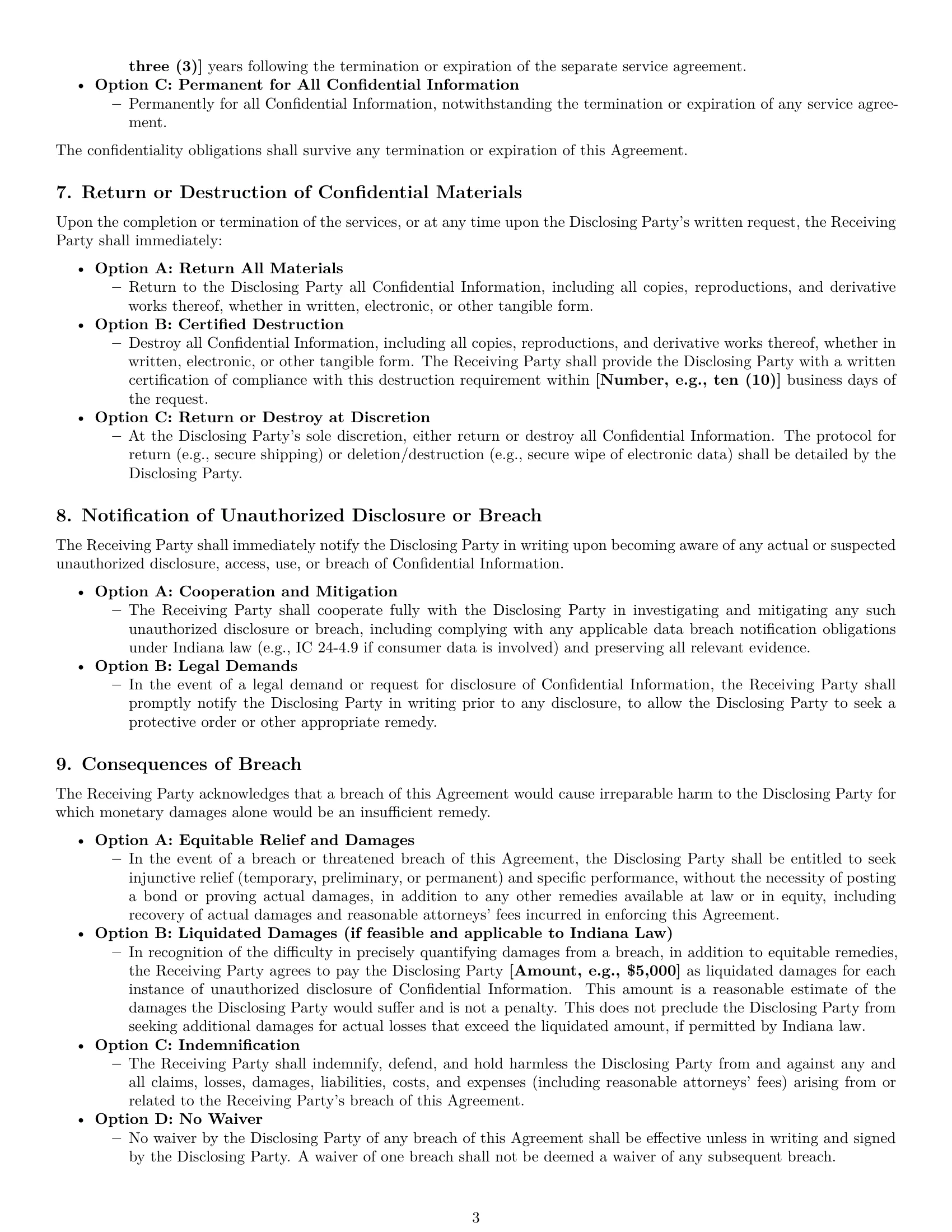 Preview page 3 of Pro Indiana independent contractor nda template