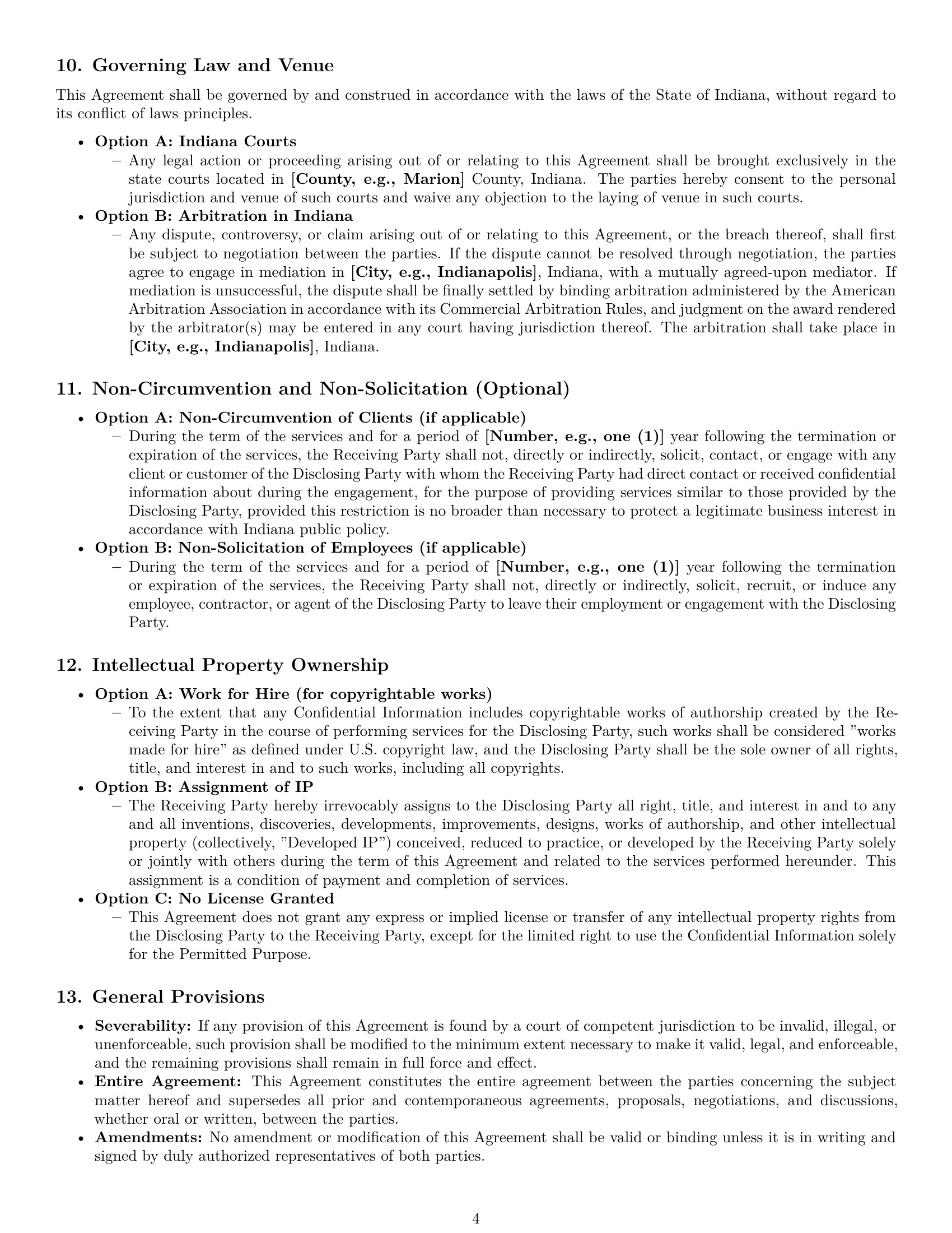 Preview page 4 of Pro Indiana independent contractor nda template