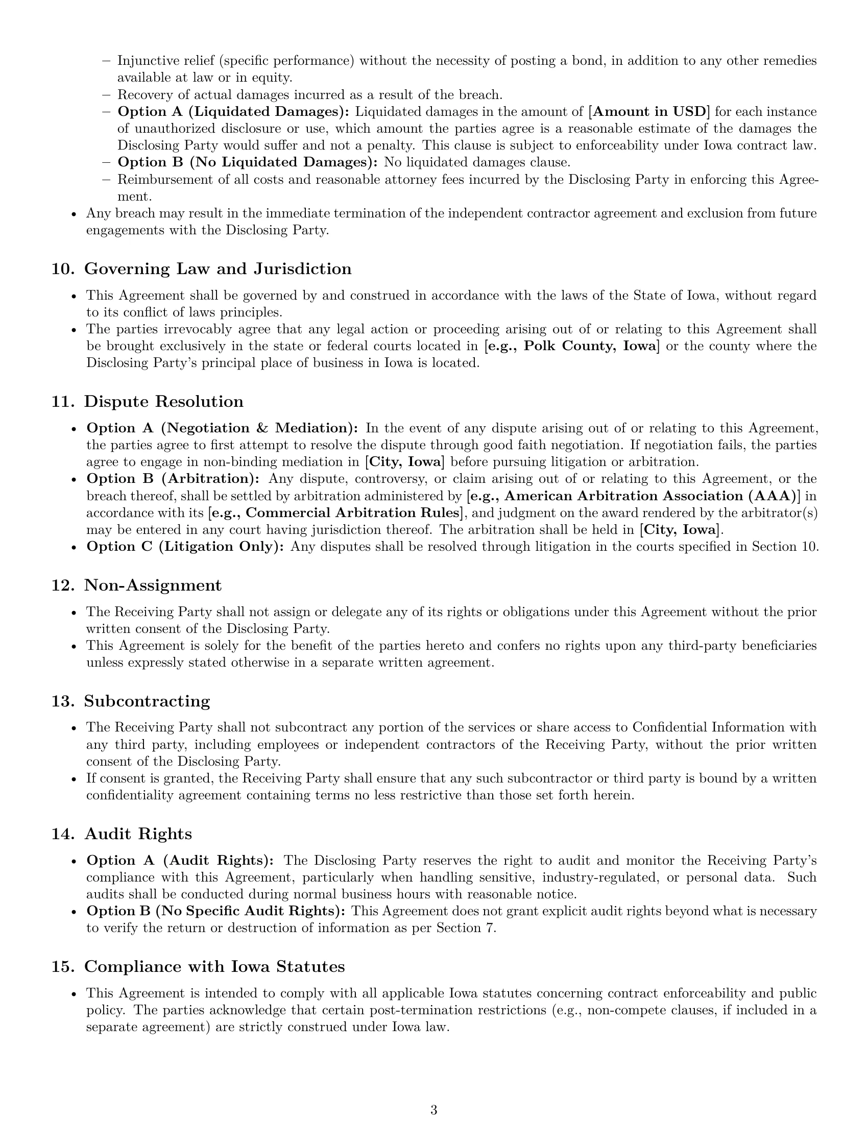 Preview page 3 of Pro Iowa independent contractor nda template