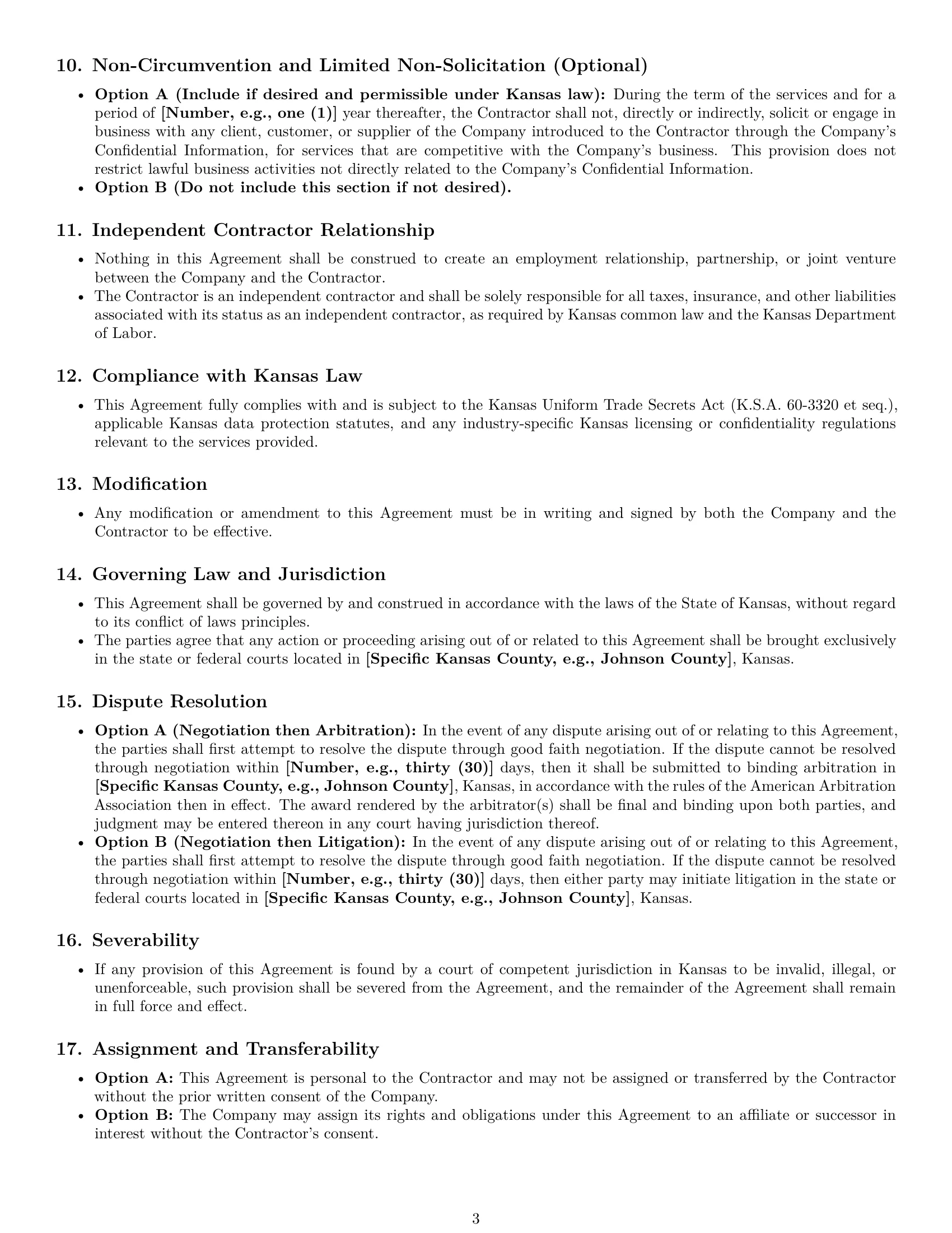 Preview page 3 of Pro Kansas independent contractor nda template
