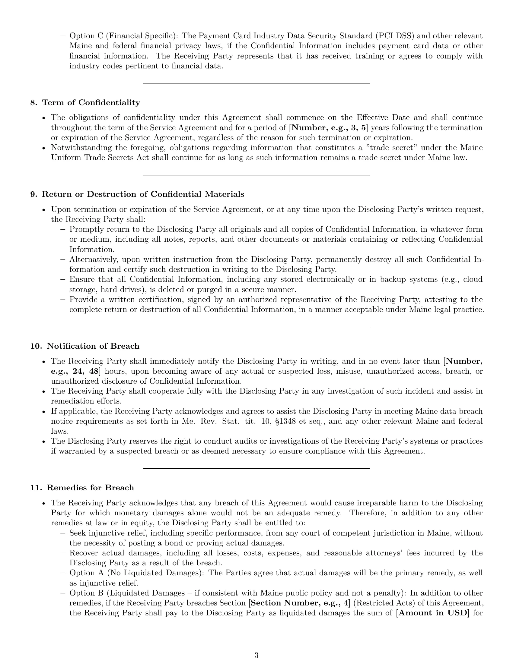 Preview page 3 of Pro Maine independent contractor nda template