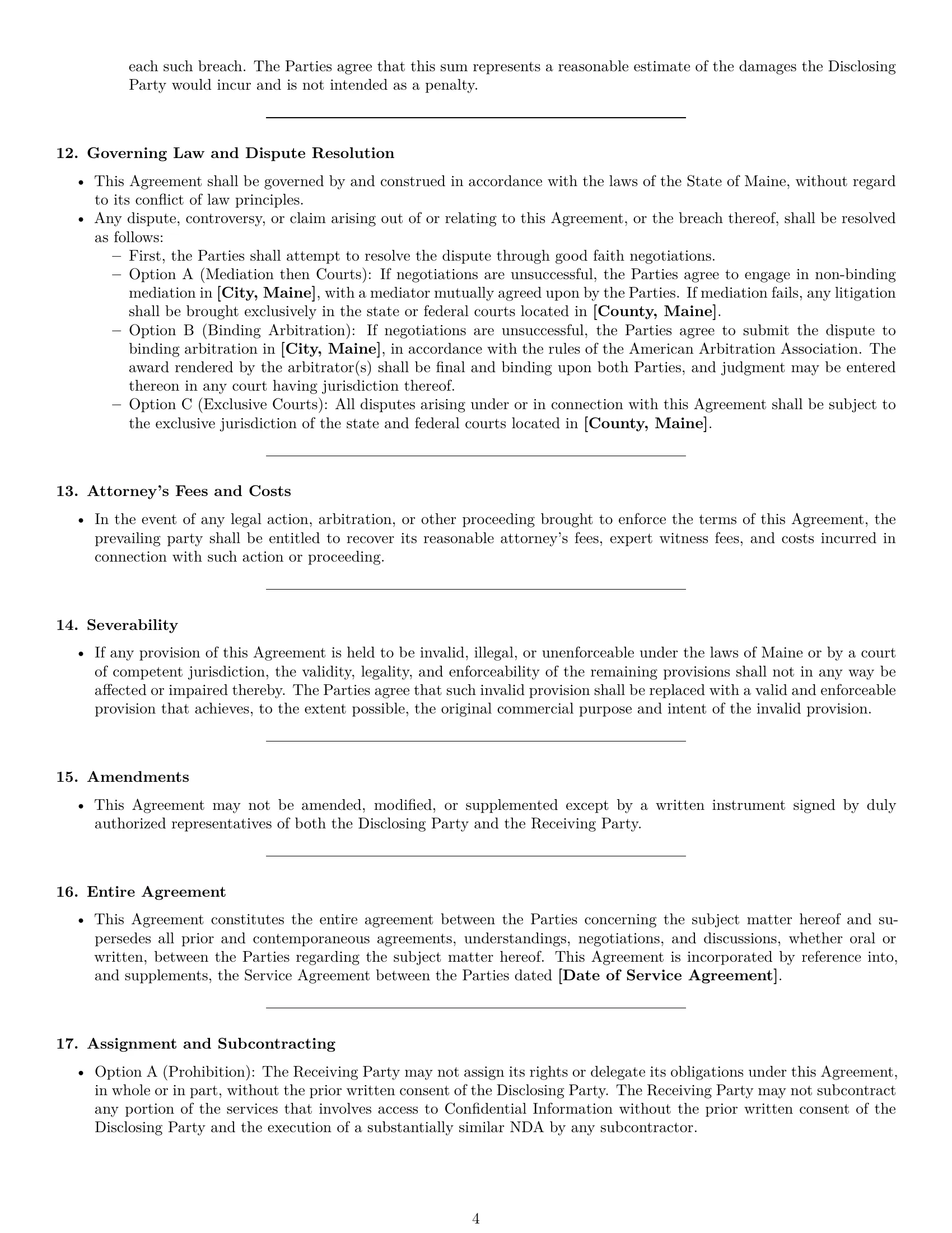 Preview page 4 of Pro Maine independent contractor nda template