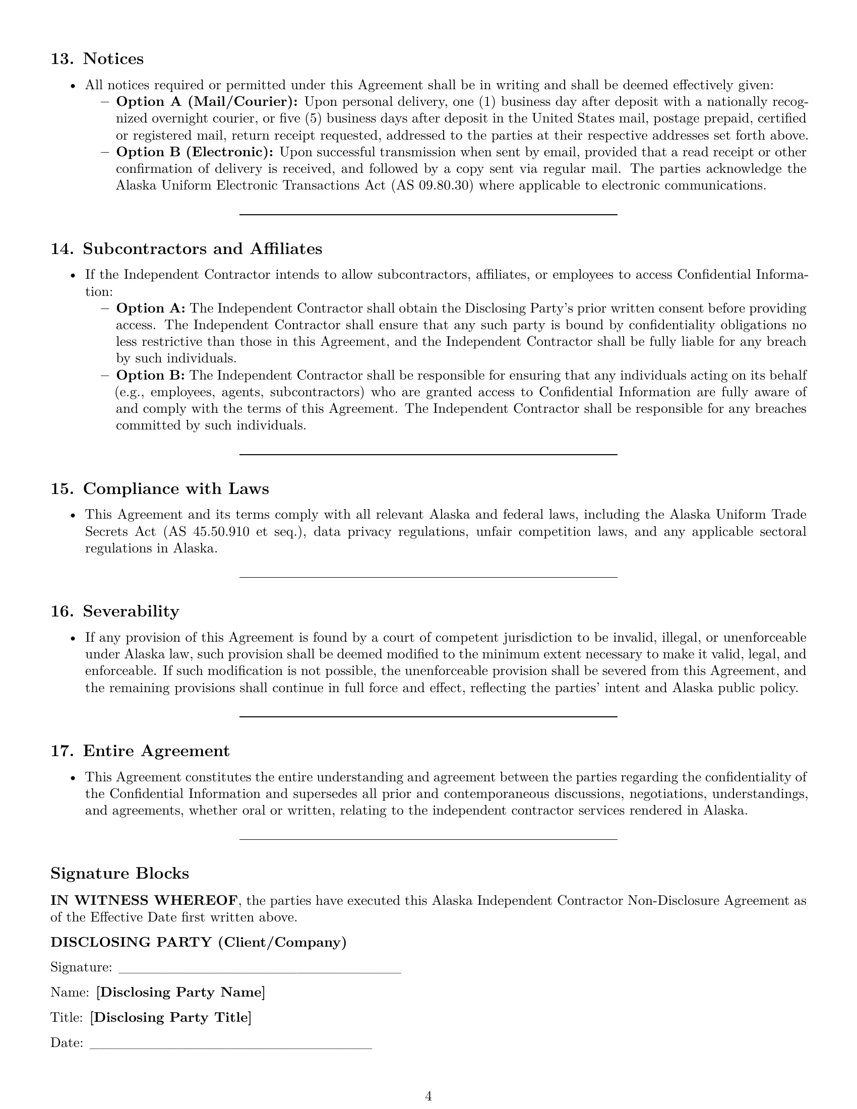 Preview page 4 of Pro Alaska independent contractor nda template