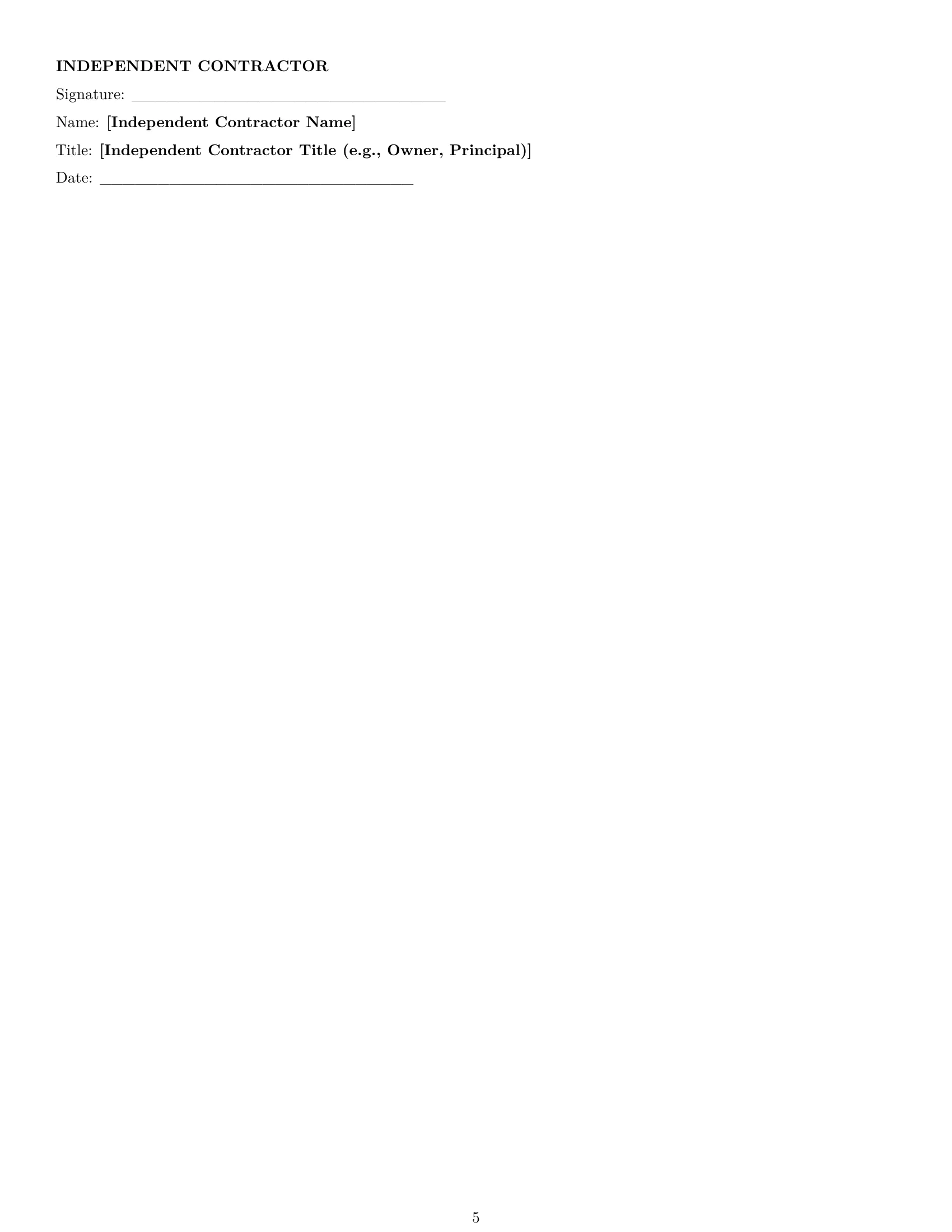 Preview page 5 of Pro Alaska independent contractor nda template