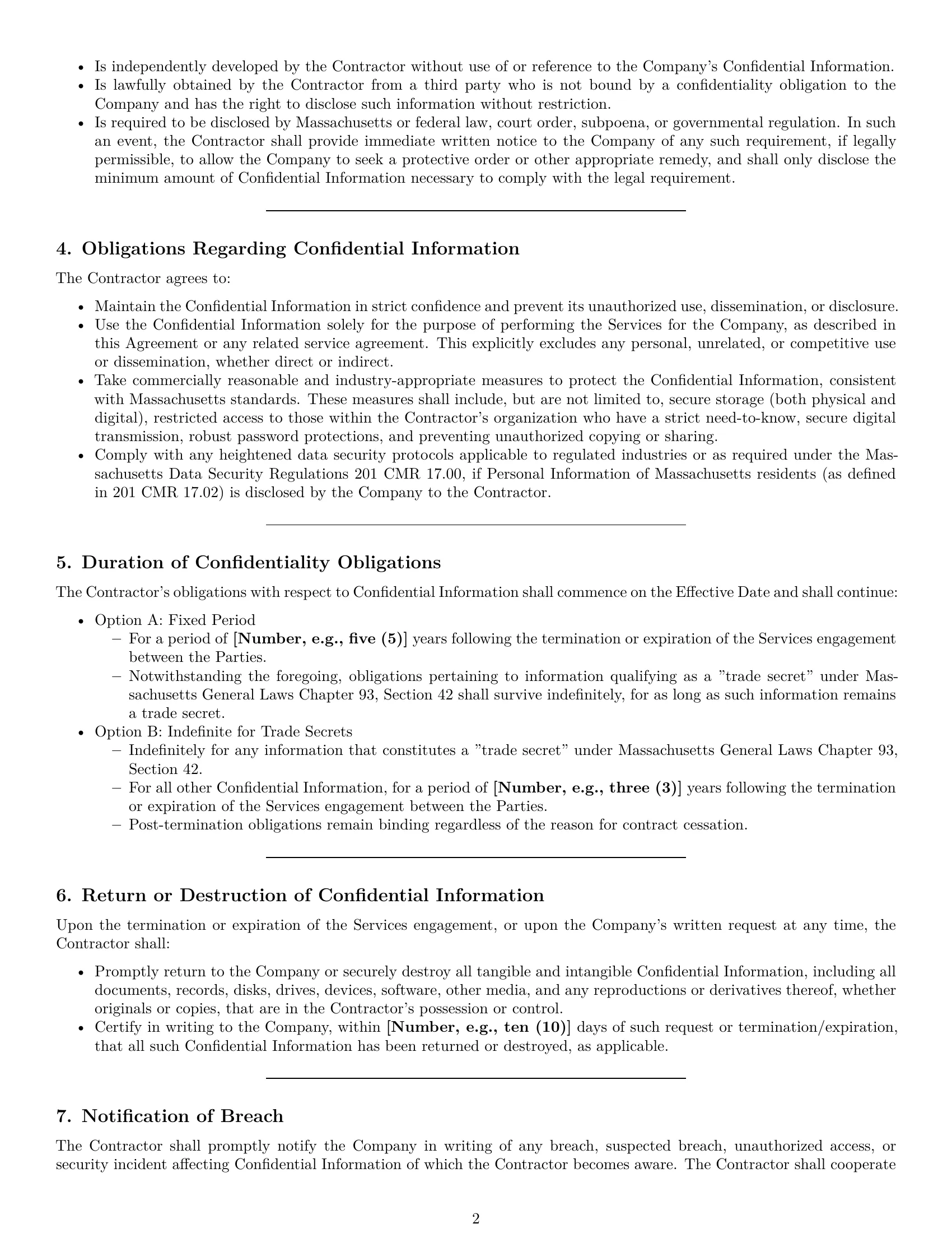 Preview page 2 of Pro Massachusetts independent contractor nda template