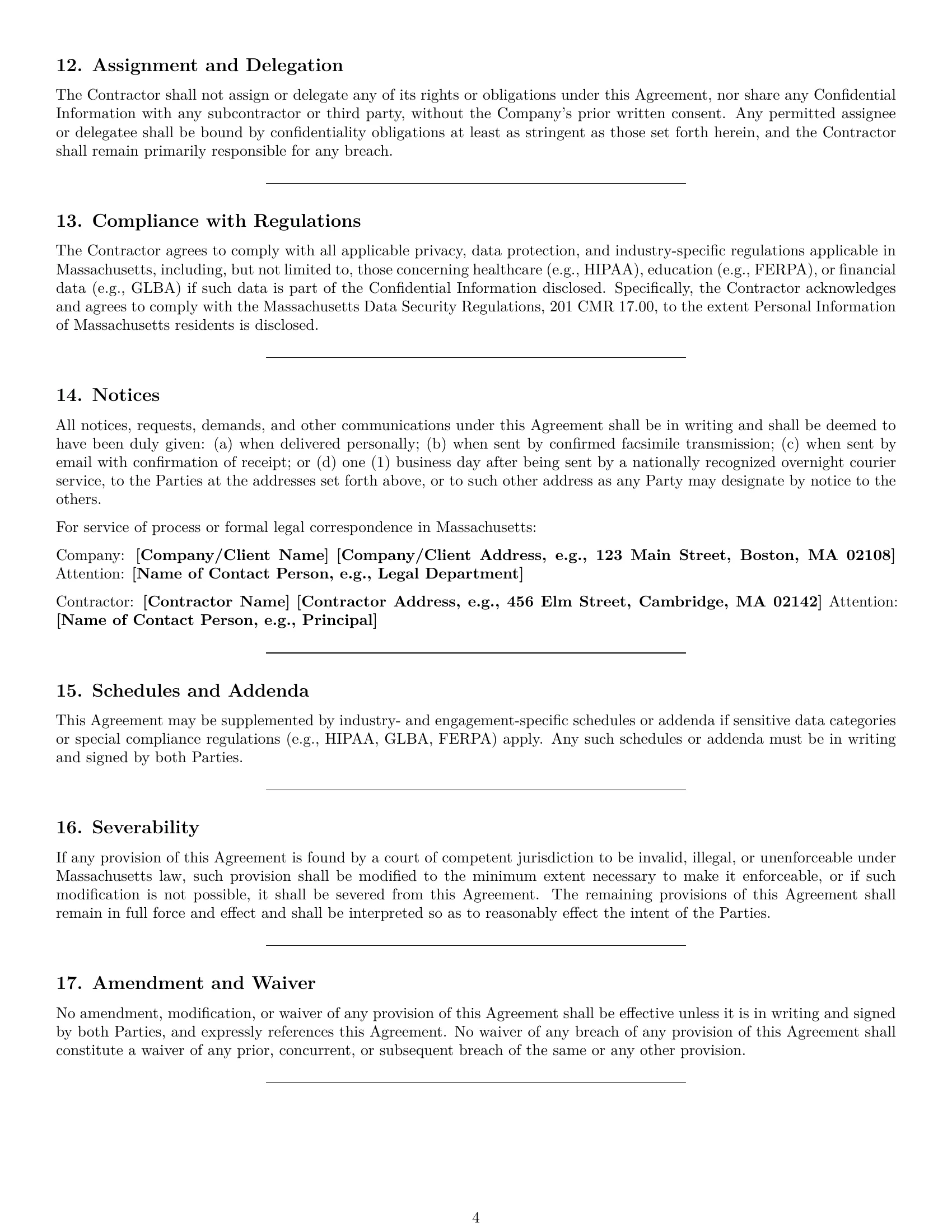 Preview page 4 of Pro Massachusetts independent contractor nda template