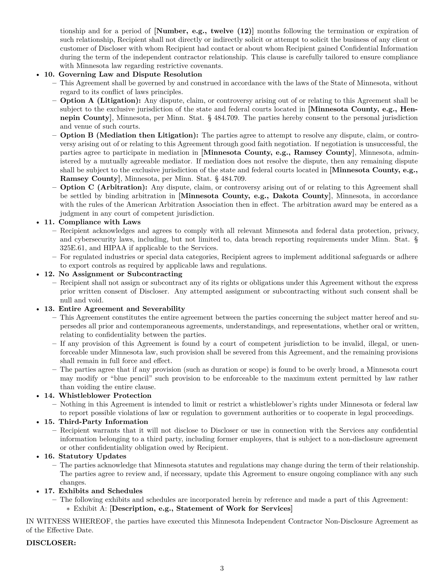 Preview page 3 of Pro Minnesota independent contractor nda template