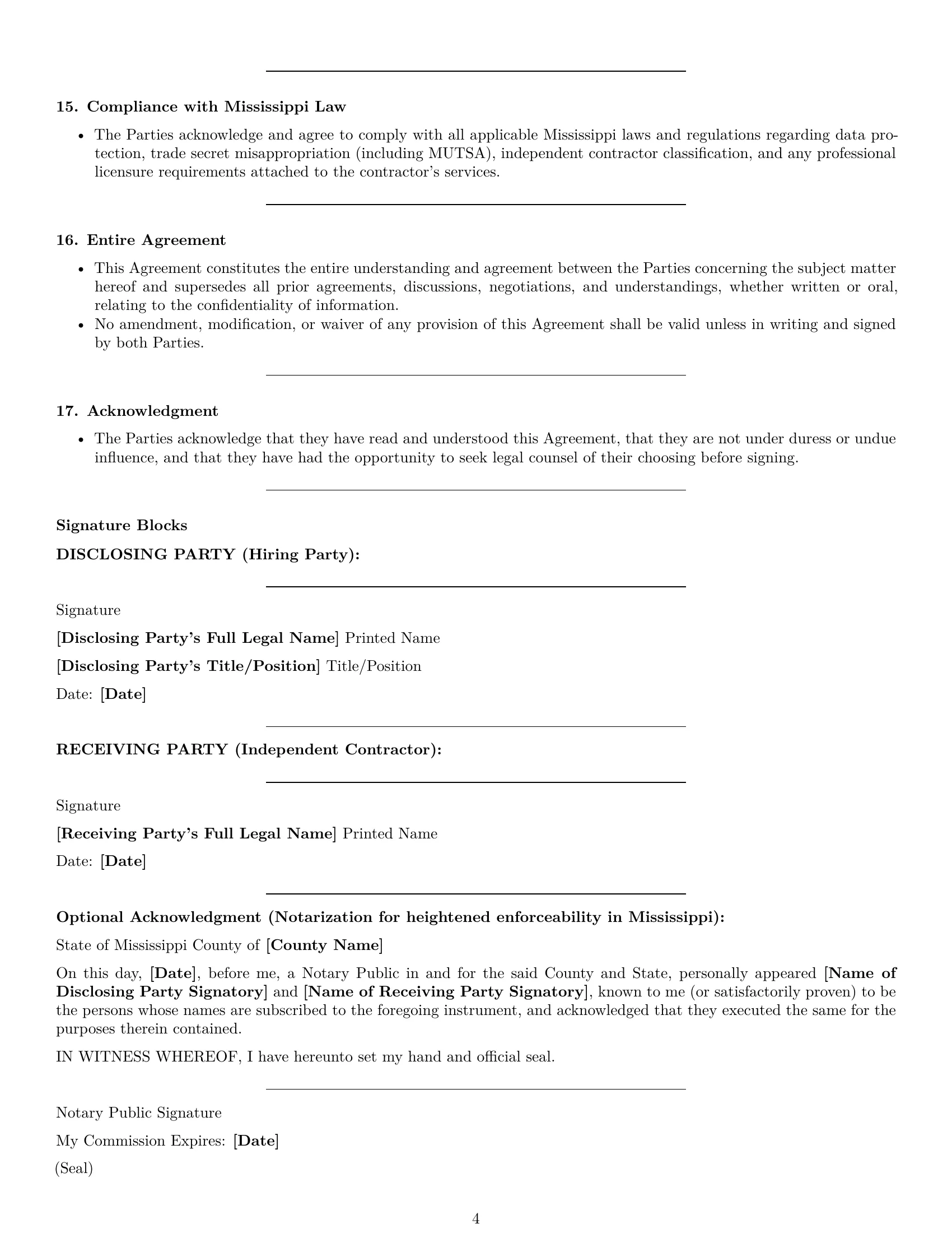 Preview page 4 of Pro Mississippi independent contractor nda template