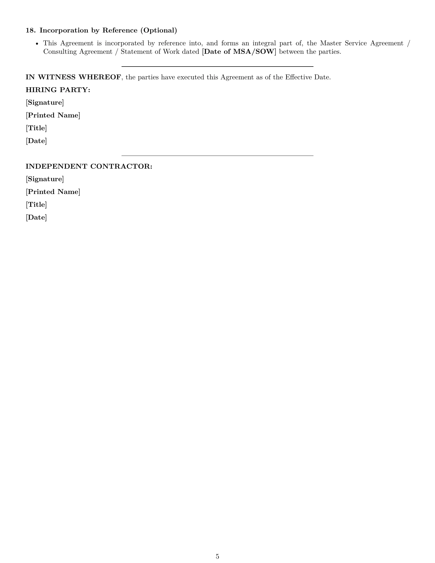 Preview page 5 of Pro Missouri independent contractor nda template
