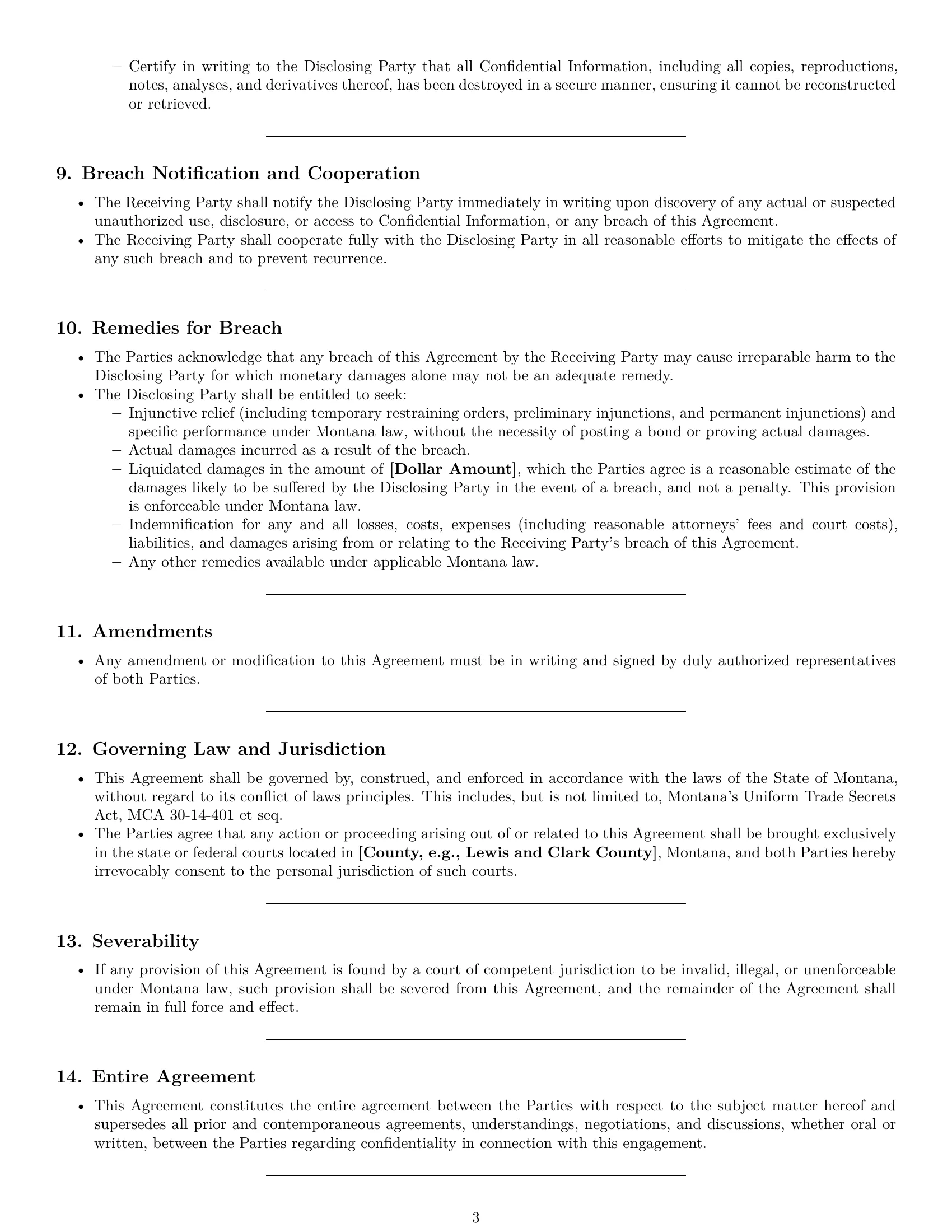 Preview page 3 of Pro Montana independent contractor nda template