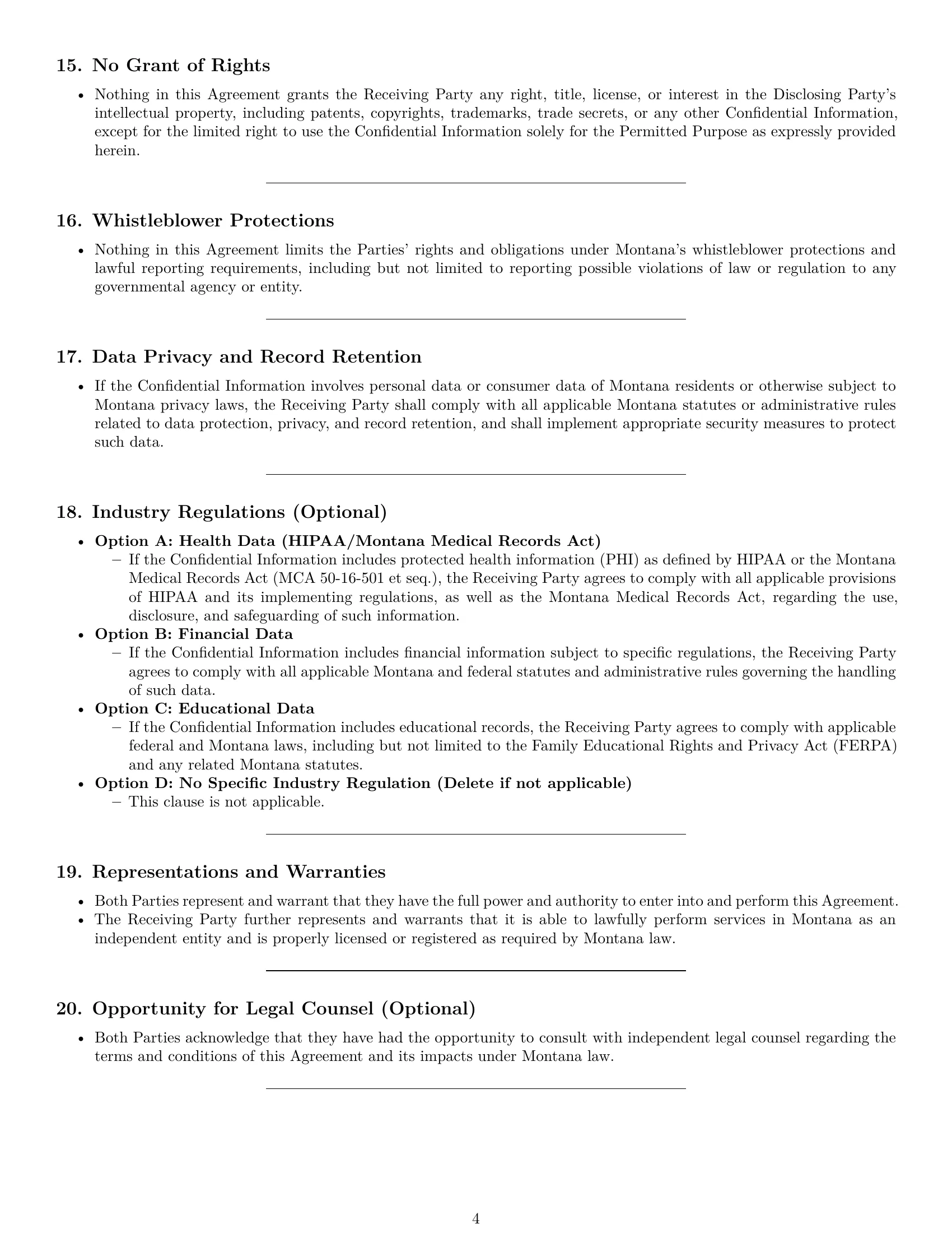 Preview page 4 of Pro Montana independent contractor nda template