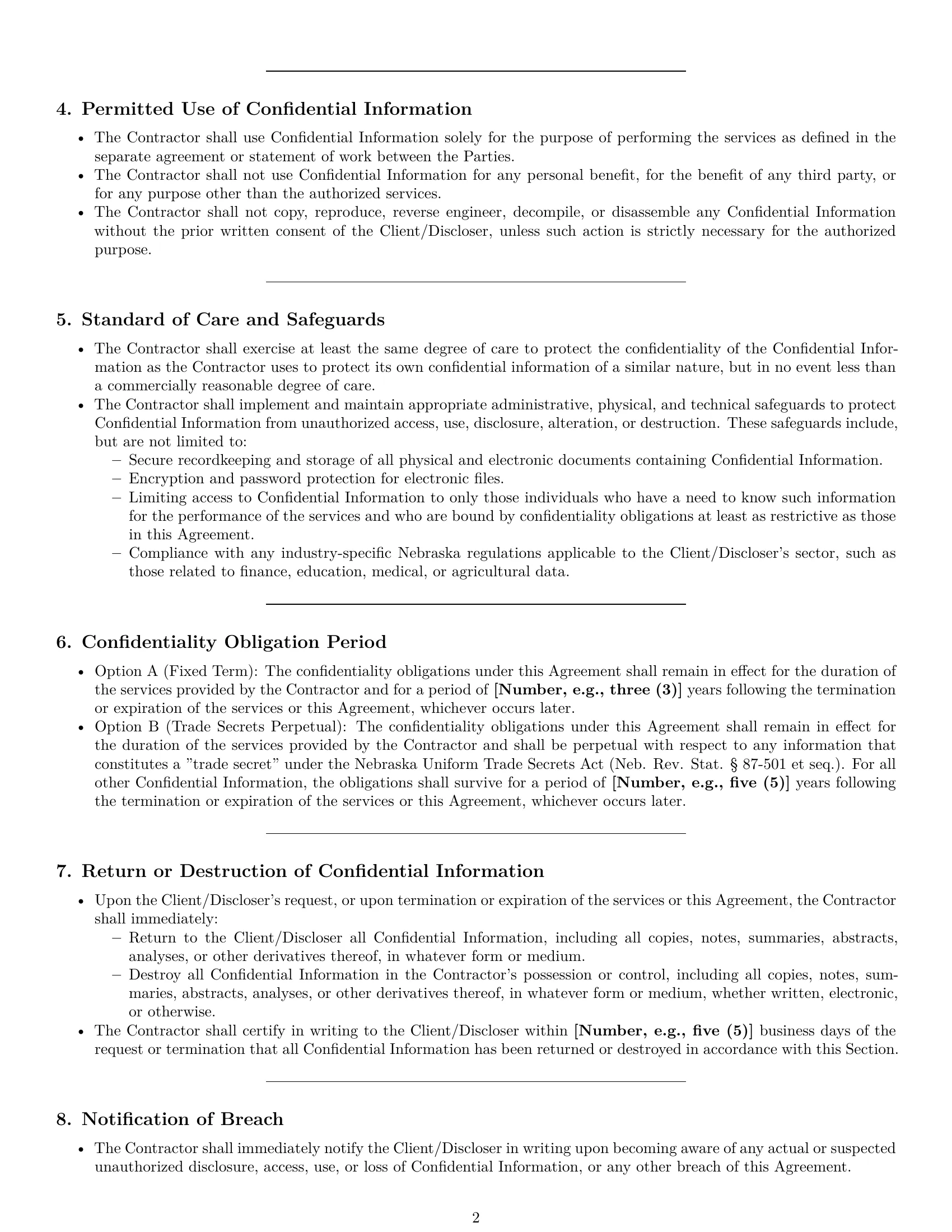 Preview page 2 of Pro Nebraska independent contractor nda template